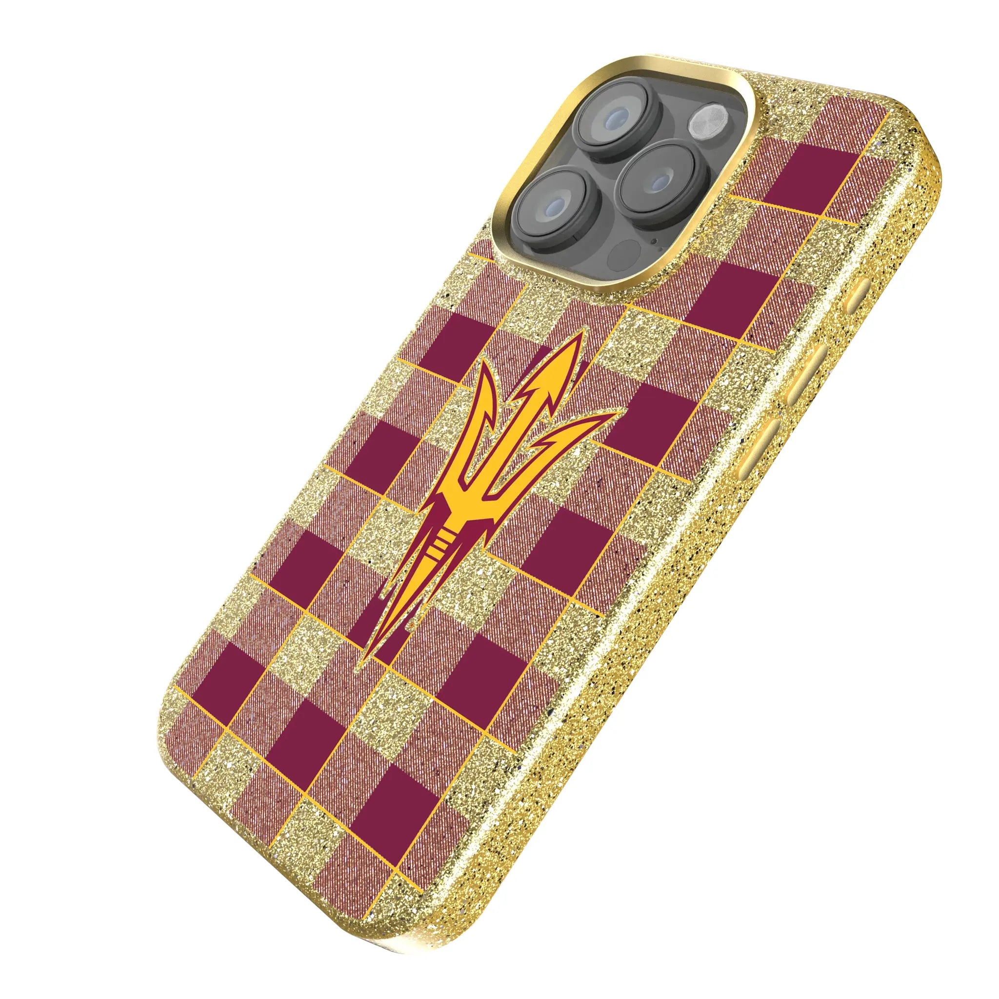 Arizona State University Sun Devils Plaid iPhone Bling Phone Case for Apple iPhone - Isometric View