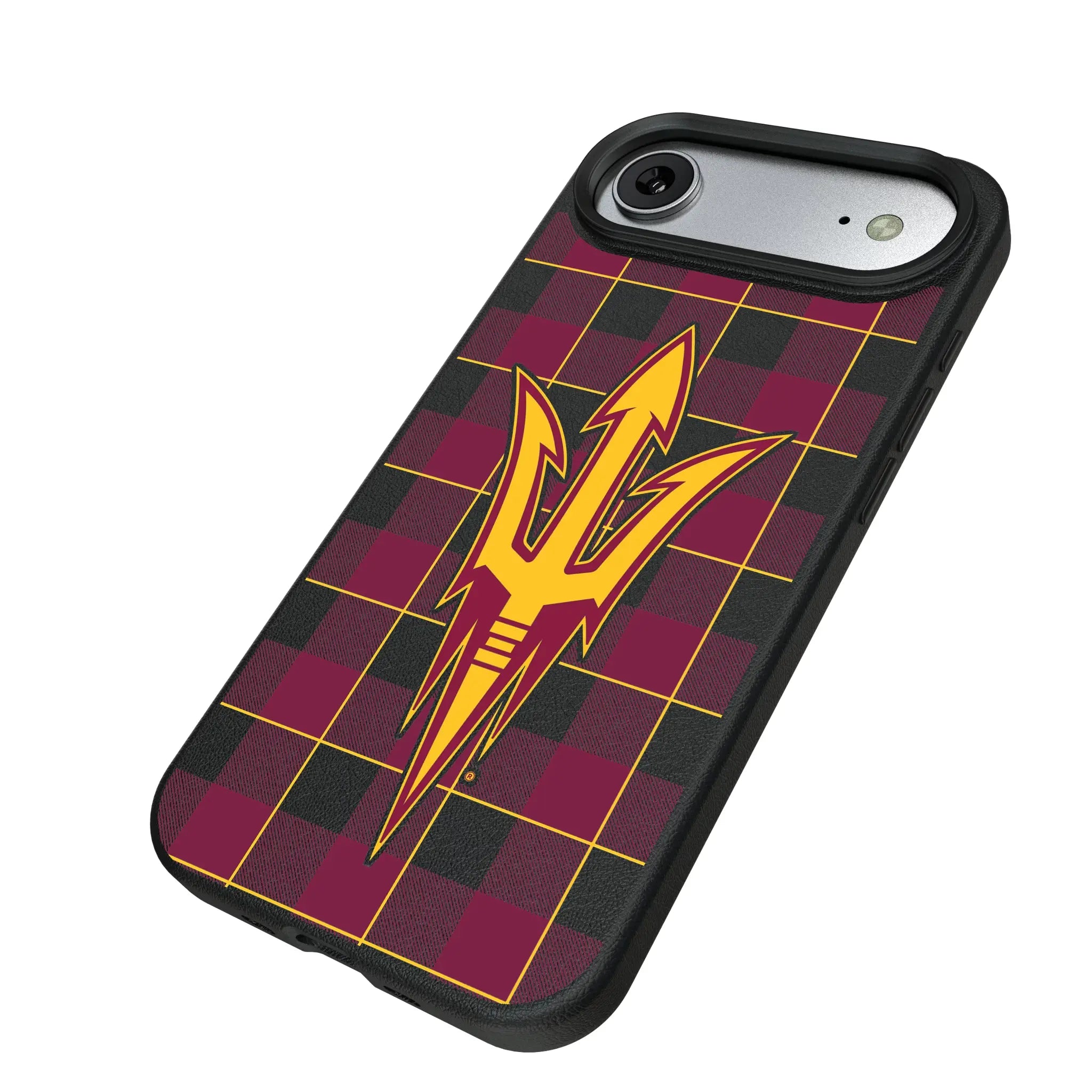Arizona State University Sun Devils Plaid iPhone MagSafe Compatible Phone Case for Apple iPhone - Isometric View#Device_iPhone Air