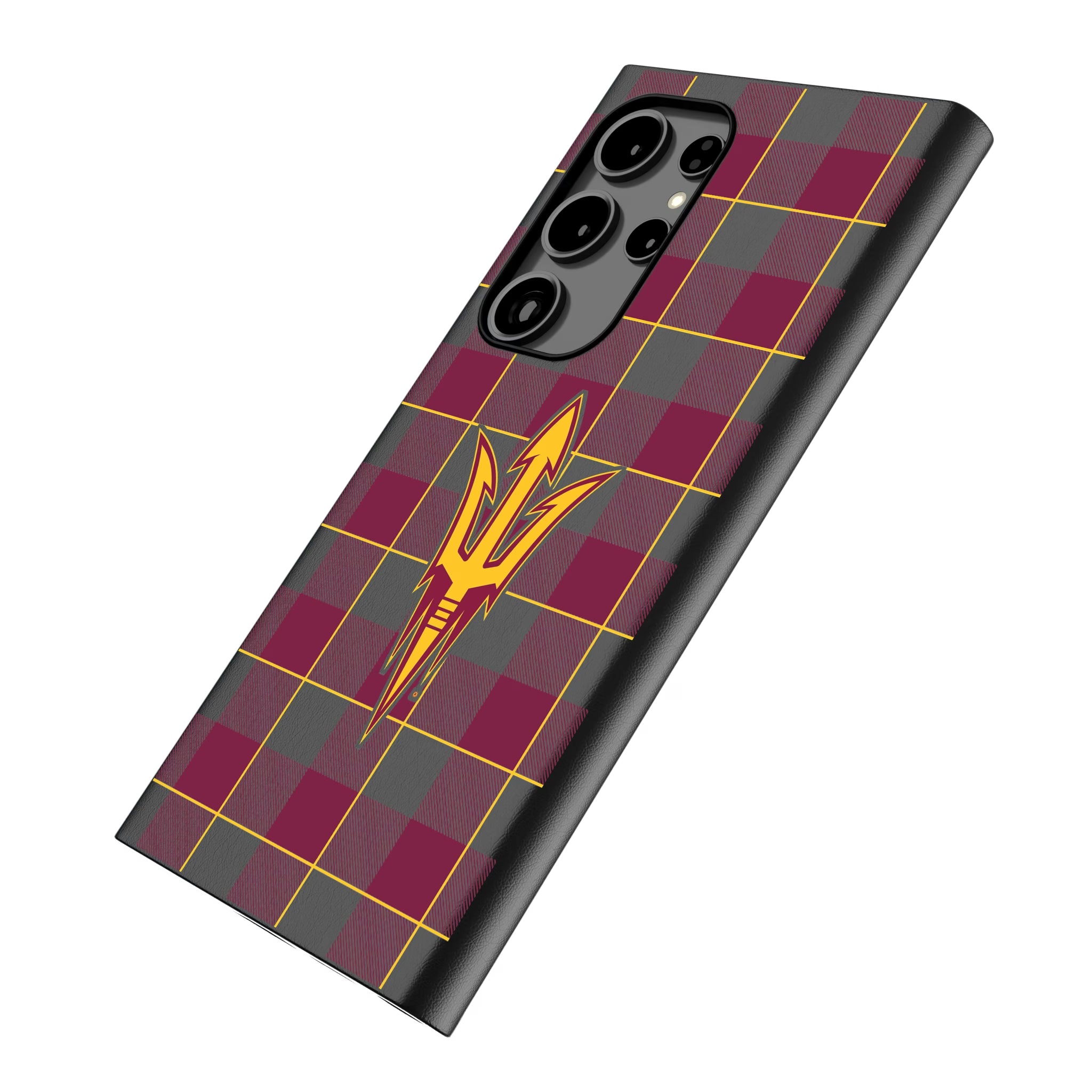 Arizona State University Sun Devils Plaid Galaxy MagSafe Compatible Phone Case for Samsung Galaxy - Isometric View