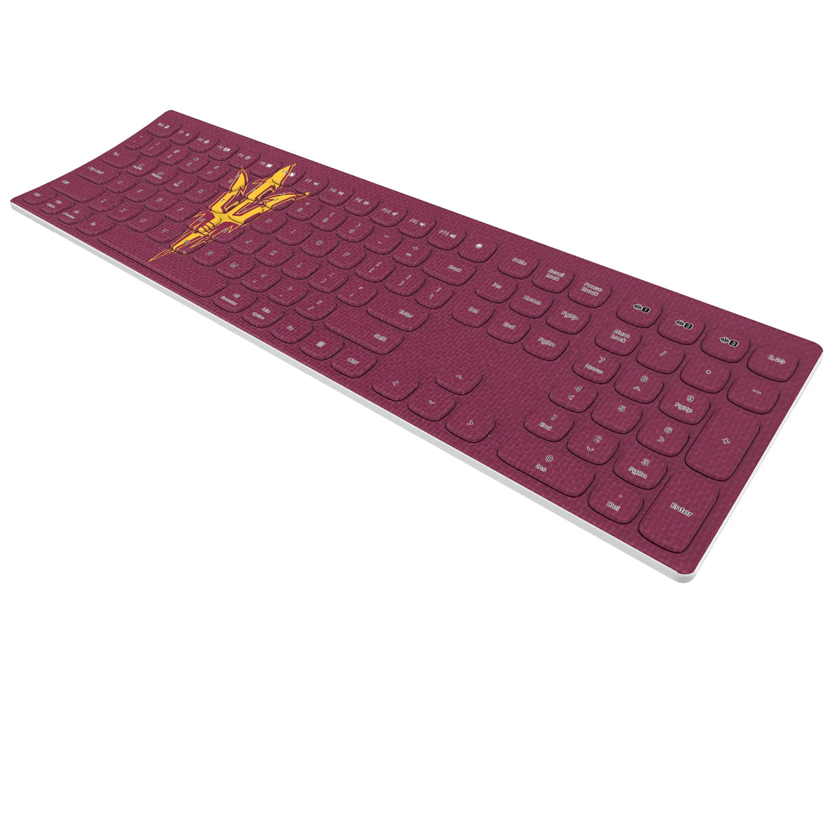 Arizona State University Sun Devils Solid KKB605 Curved Wireless Keyboard - Isometric View