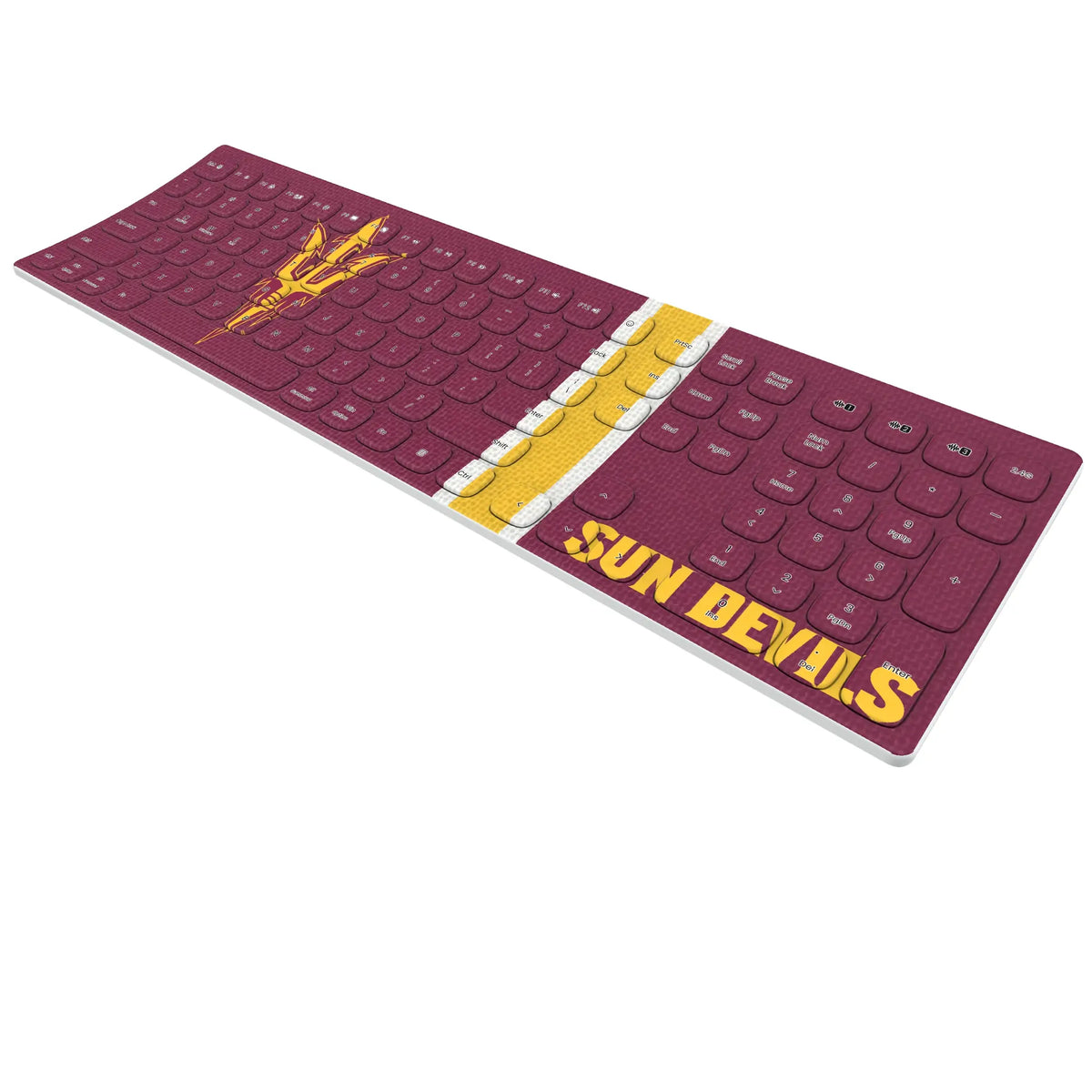 Arizona State University Sun Devils Stripe KKB605 Curved Wireless Keyboard - Isometric View