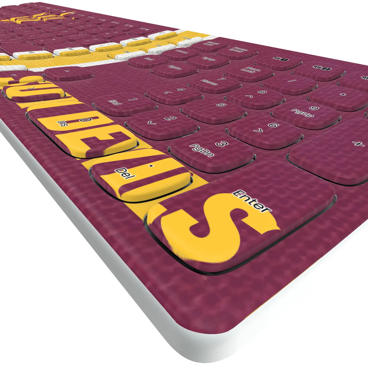 Arizona State University Sun Devils Stripe KKB605 Curved Wireless Keyboard - Detail