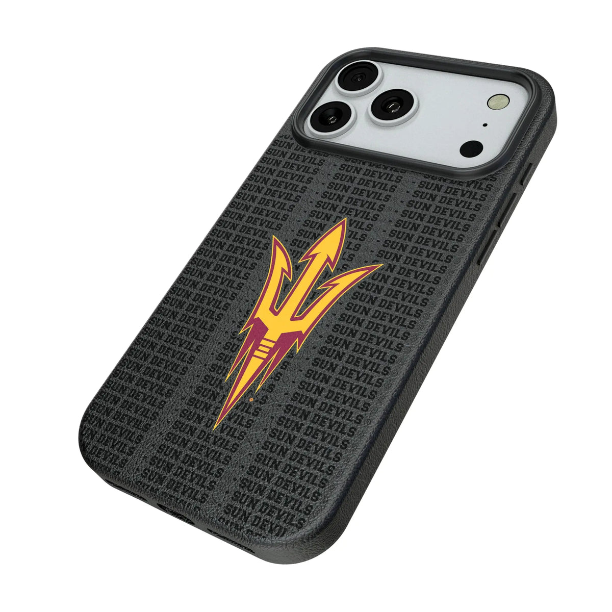 Arizona State University Sun Devils Text Backdrop iPhone MagSafe Compatible Phone Case for Apple iPhone - Isometric View#Device_iPhone 18 Pro Max