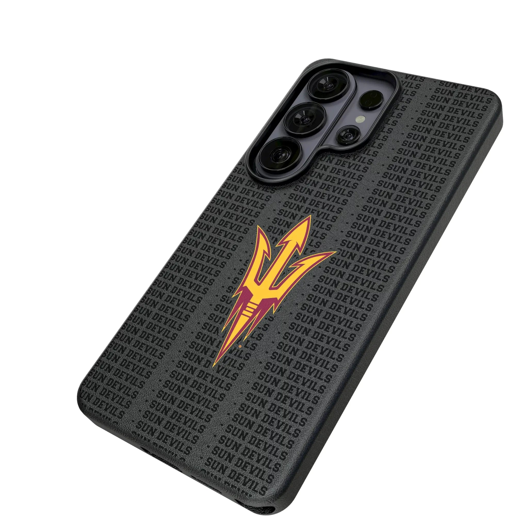 Arizona State University Sun Devils Text Backdrop Galaxy MagSafe Compatible Phone Case for Samsung Galaxy - Isometric View#Device_Galaxy S26 Ultra