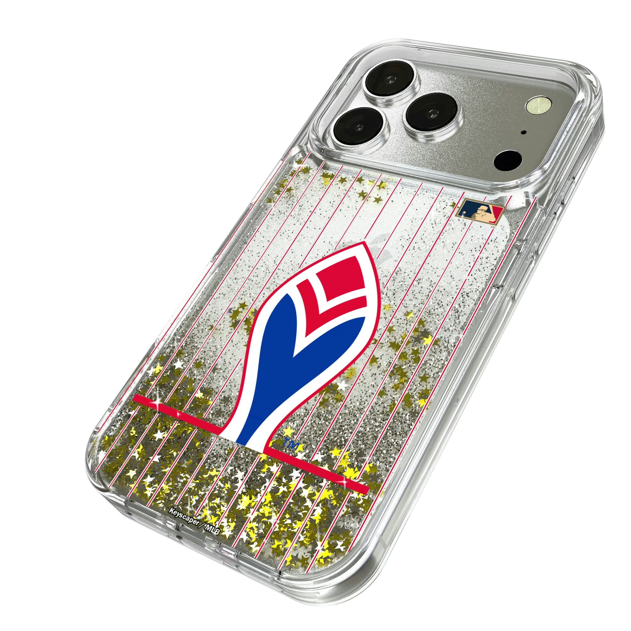 Atlanta Braves 1972-1975 - Cooperstown Collection Pinstripe iPhone Glitter Phone Case for Apple iPhone - Isometric View