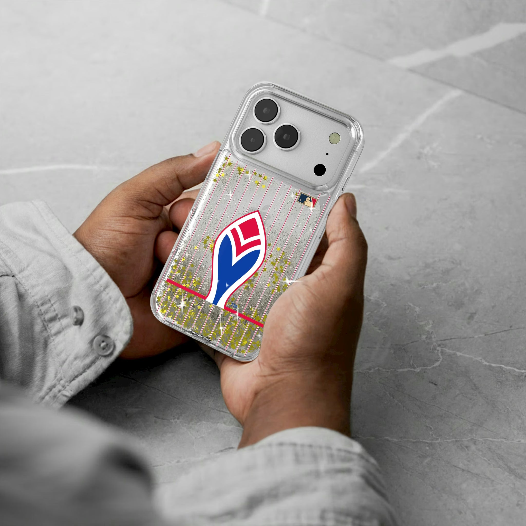 Atlanta Braves 1972-1975 - Cooperstown Collection Pinstripe iPhone Glitter Phone Case for Apple iPhone - Lifestyle