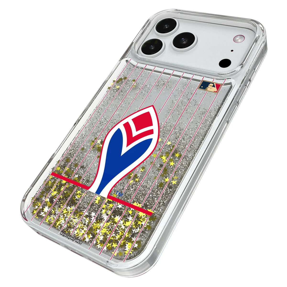 Atlanta Braves 1972-1975 - Cooperstown Collection Pinstripe iPhone Glitter Phone Case for Apple iPhone - Isometric View#Device_iPhone 18 Pro Max