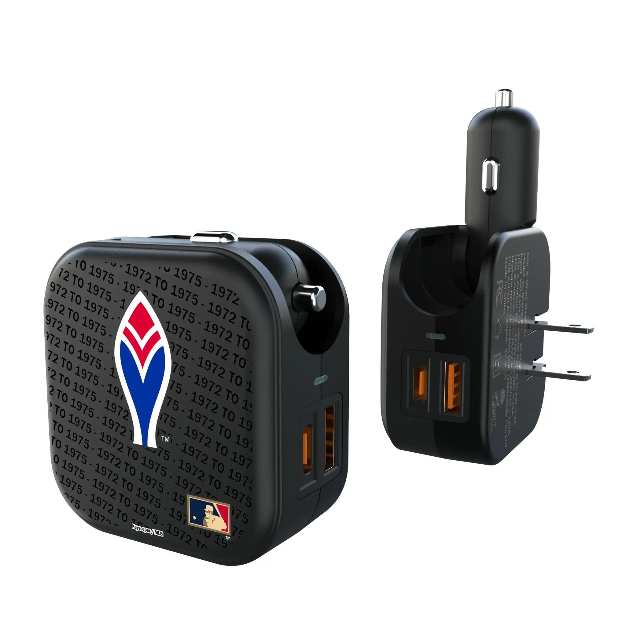 Atlanta Braves 1972-1975 - Cooperstown Collection Text Backdrop 2 in 1 USB A/C Charger