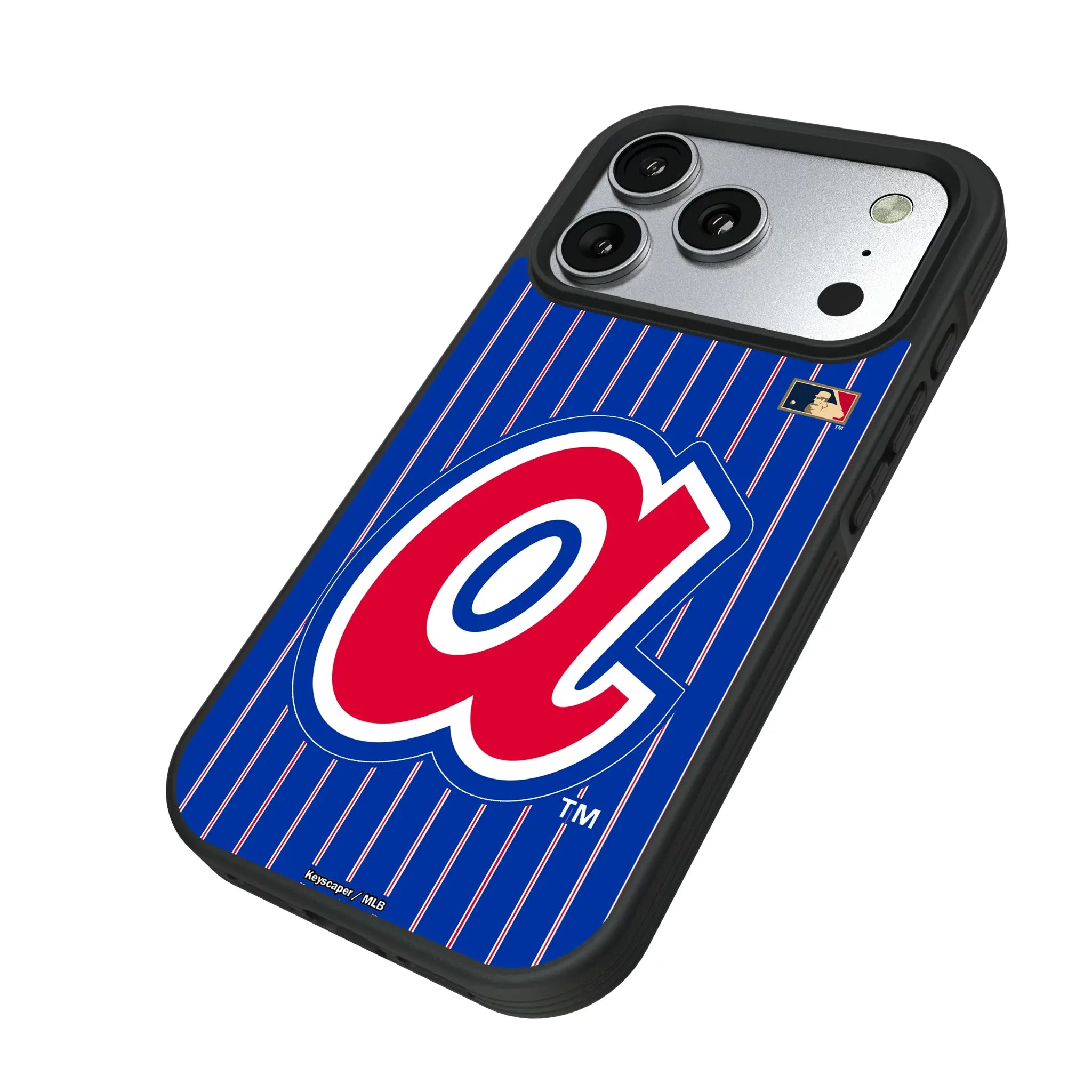 Atlanta Braves 1972-1980 - Cooperstown Collection Pinstripe iPhone Bump Phone Case for Apple iPhone - Isometric View#Device_iPhone 17 Pro