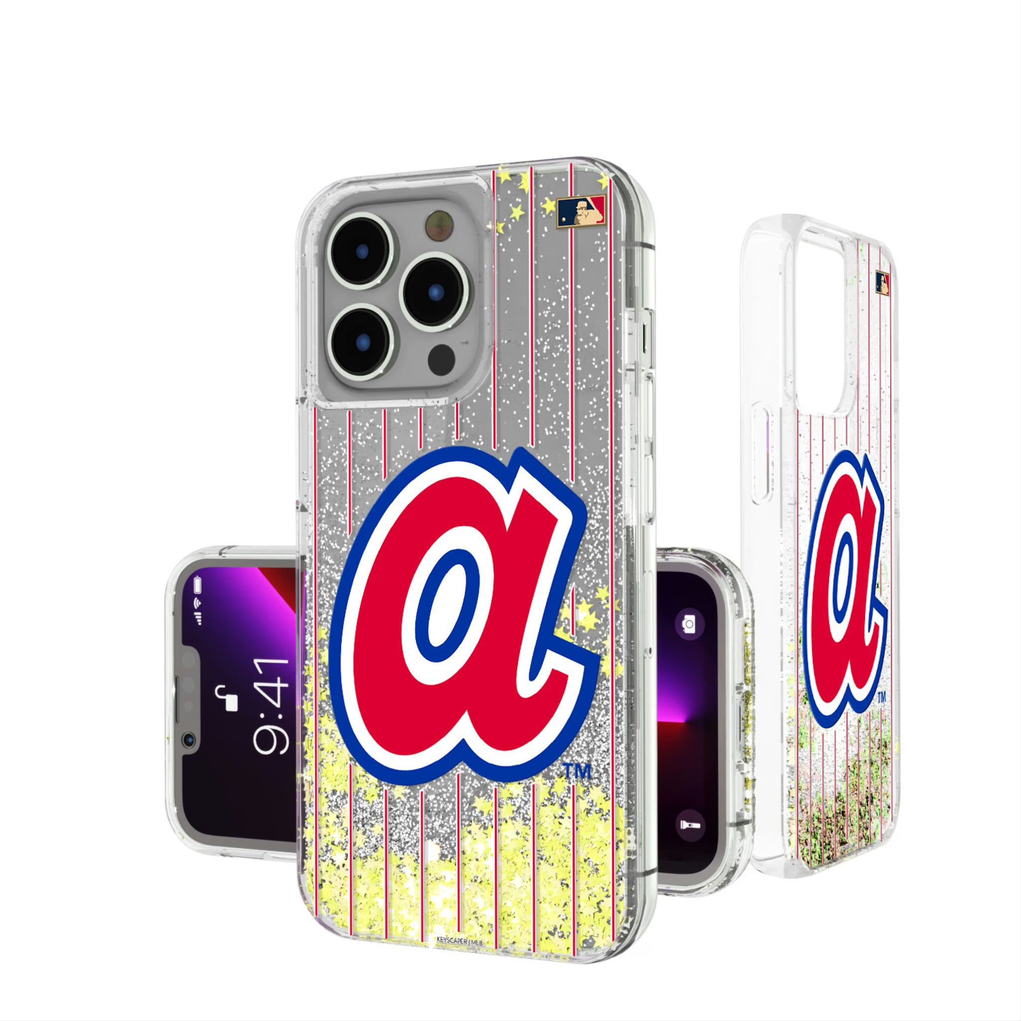 Atlanta Braves 1972-1980 - Cooperstown Collection Pinstripe iPhone Glitter Phone Case for Apple iPhone