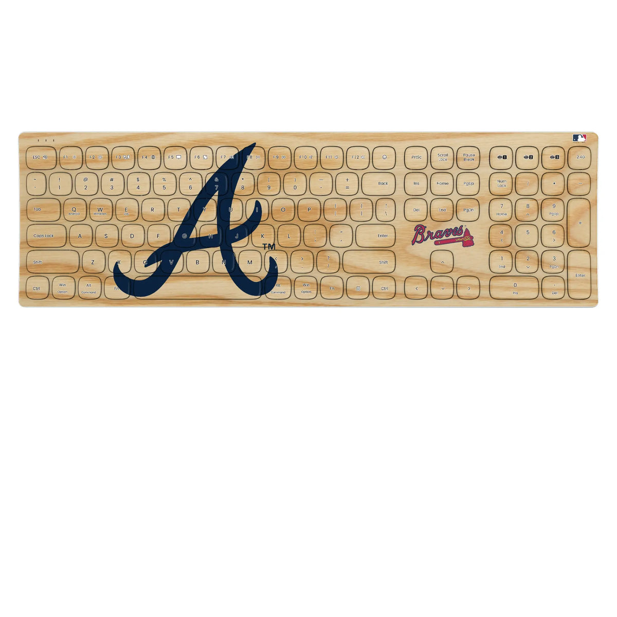 Atlanta Braves Baseball Bat KKB605 Curved Wireless Keyboard