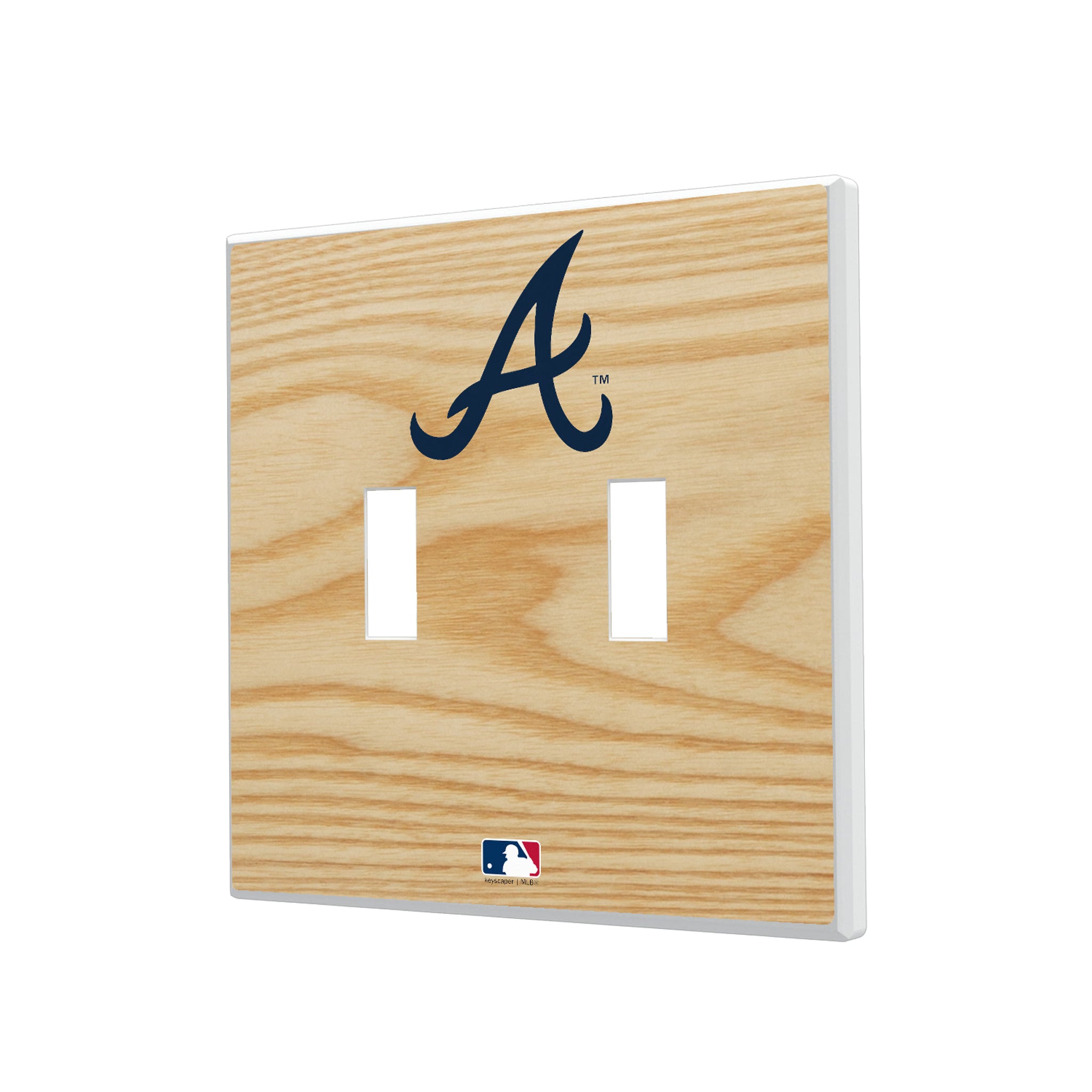 Atlanta Braves Baseball Bat Hidden-Screw Light Switch Plate#Style_Double Toggle