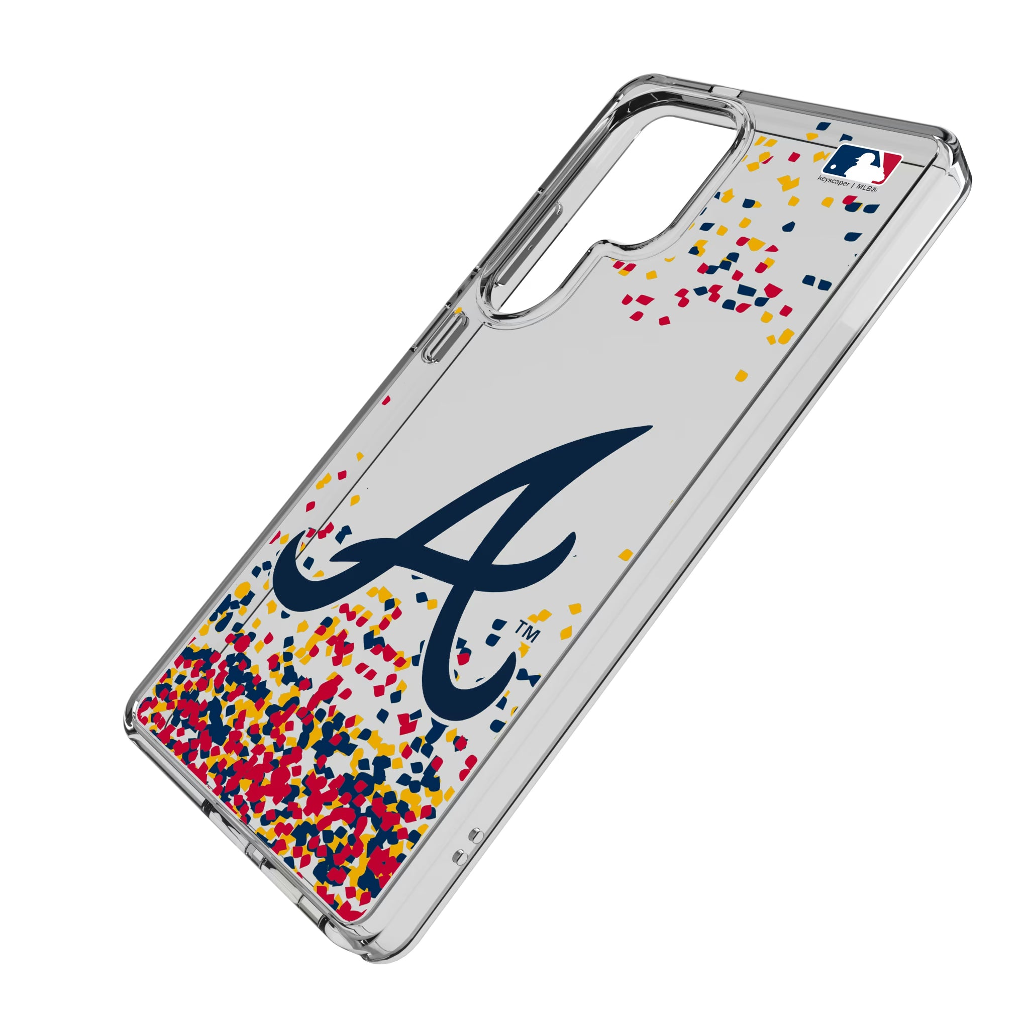 Atlanta Braves Confetti Galaxy Clear Phone Case for Samsung Galaxy - Isometric View