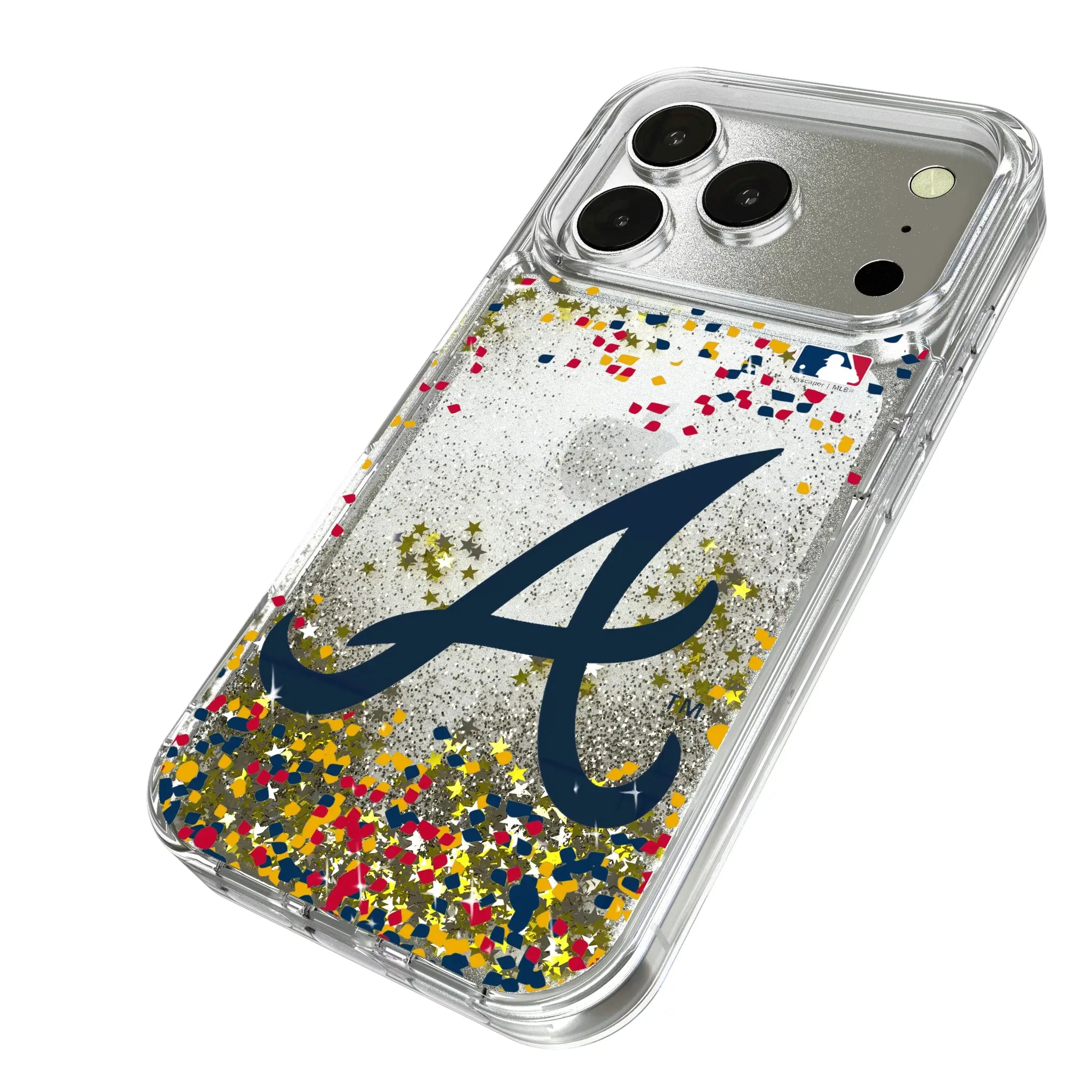 Atlanta Braves Confetti iPhone Glitter Phone Case for Apple iPhone - Isometric View