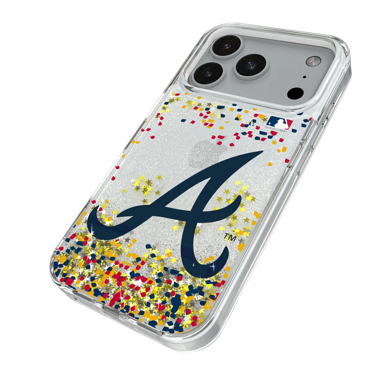 Atlanta Braves Confetti iPhone Glitter Phone Case for Apple iPhone - Isometric View#Device_iPhone 18 Pro
