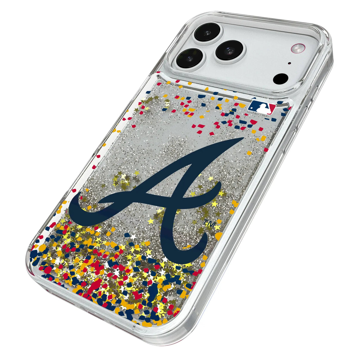 Atlanta Braves Confetti iPhone Glitter Phone Case for Apple iPhone - Isometric View#Device_iPhone 18 Pro Max
