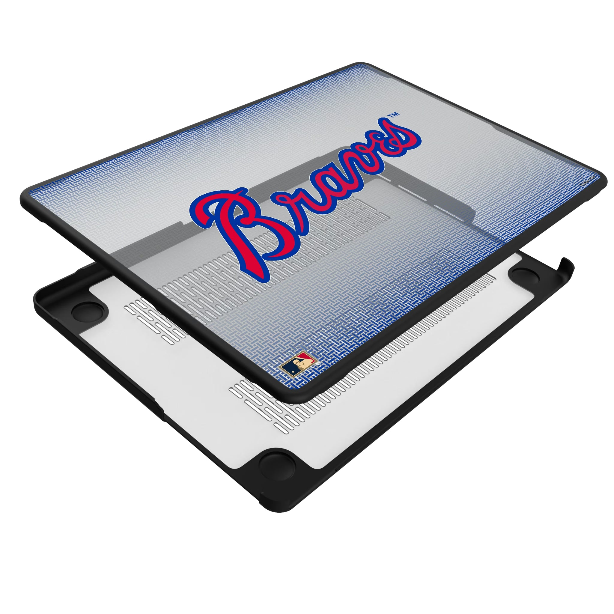 Atlanta Braves Home 2012 - Cooperstown Collection Linen MacBook Laptop Case for Apple MacBook - Isometric View#Device_MacBook Pro (14-inch, 2021) / MacBook Pro (14-inch, 2023) / MacBook Pro (14-inch, 2024)