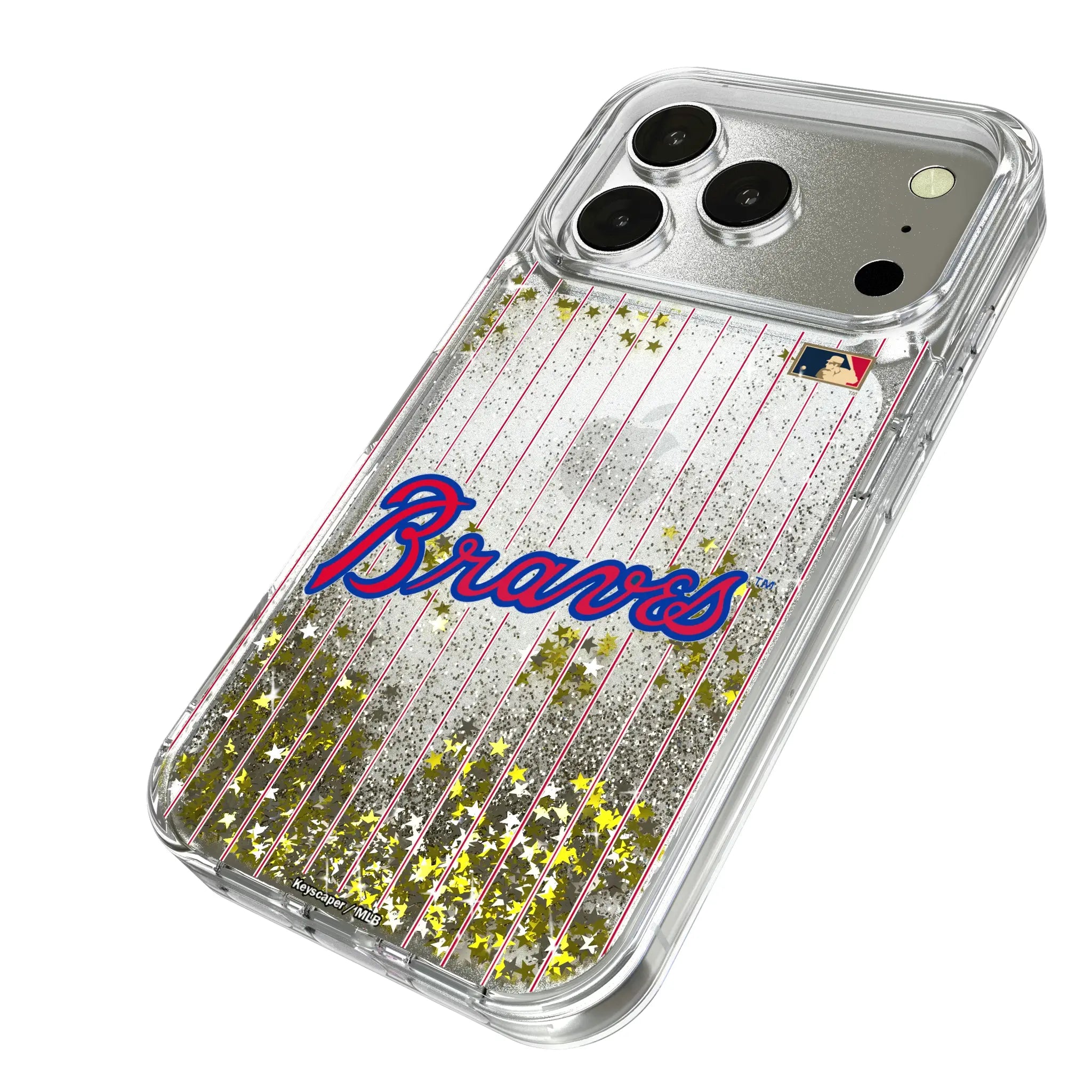 Atlanta Braves Home 2012 - Cooperstown Collection Pinstripe iPhone Glitter Phone Case for Apple iPhone - Isometric View