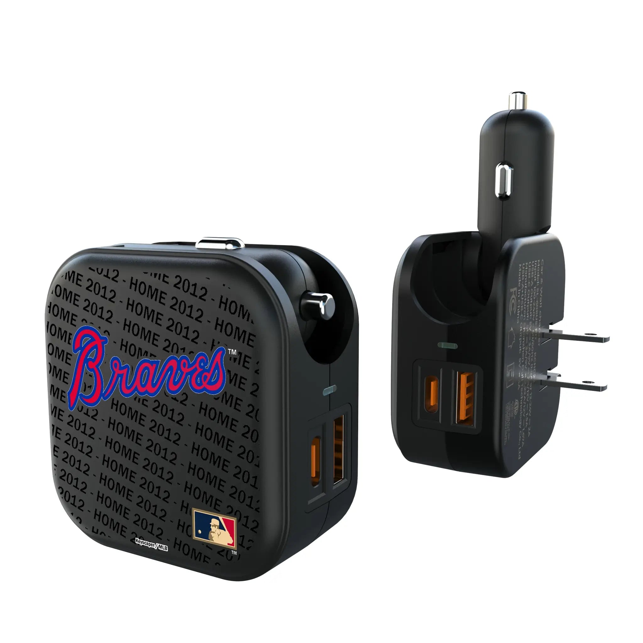 Atlanta Braves Home 2012 - Cooperstown Collection Text Backdrop 2 in 1 USB A/C Charger