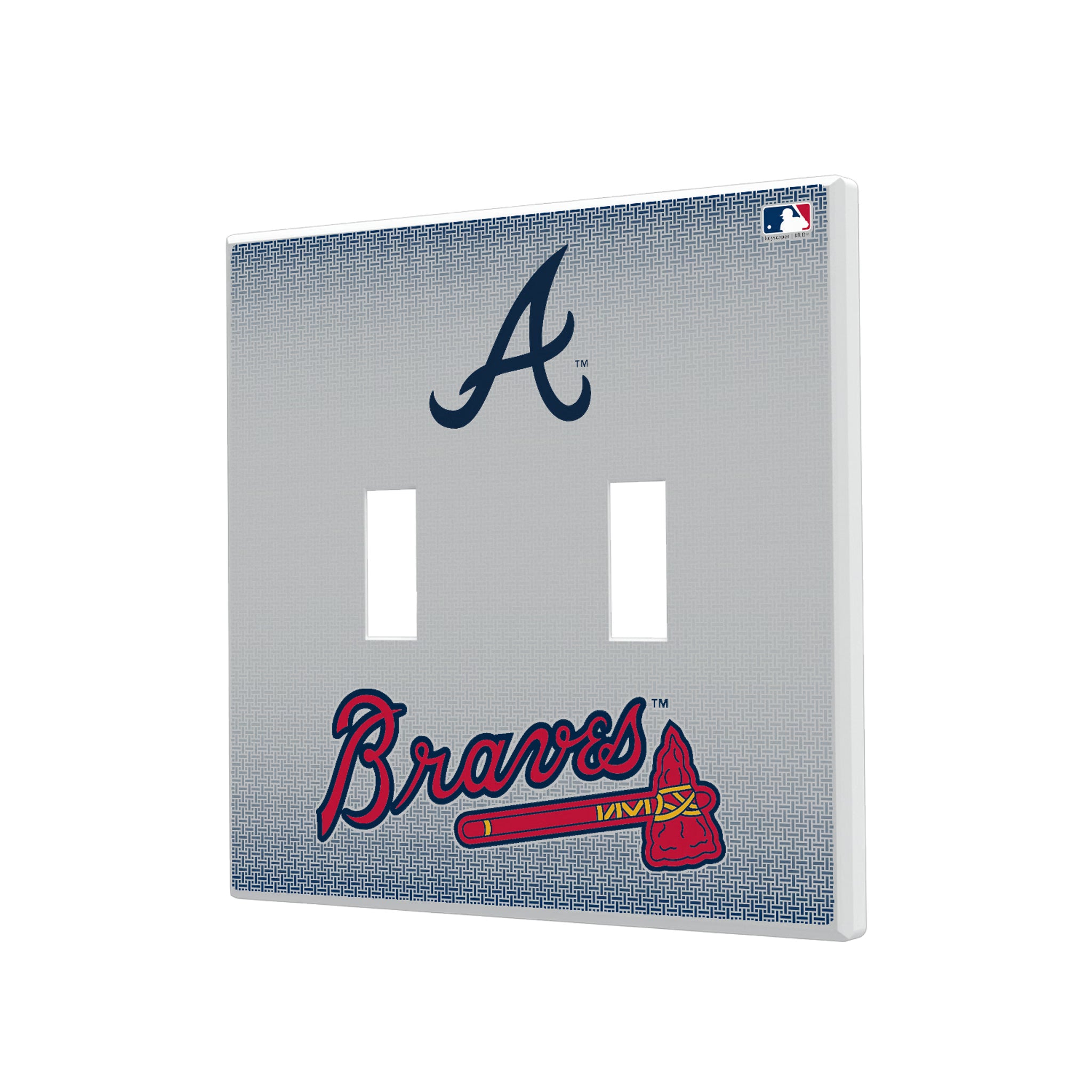 Atlanta Braves Linen Hidden-Screw Light Switch Plate#Style_Double Toggle