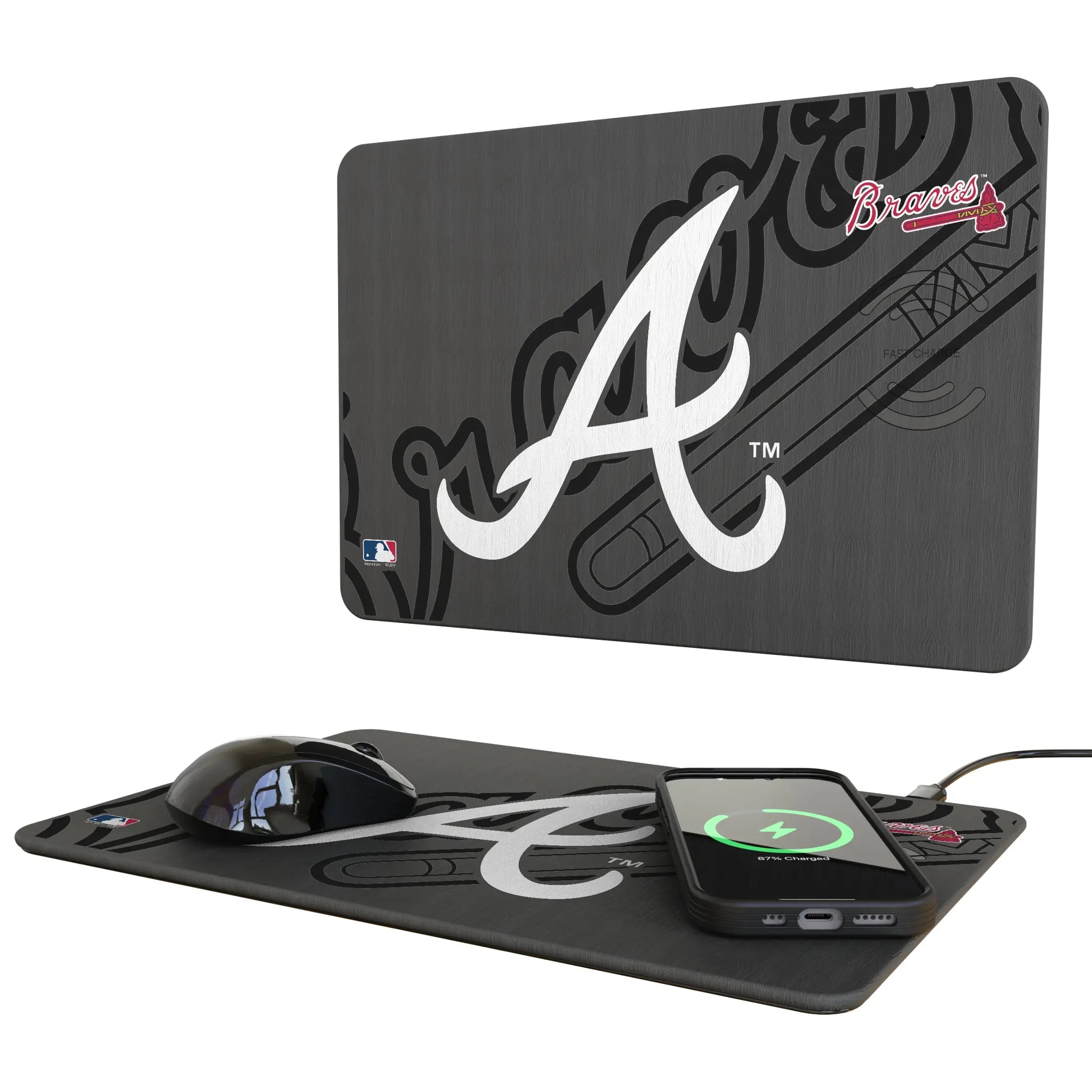 Atlanta Braves Monocolor Tilt 15-Watt Wireless Charger and Mouse Pad