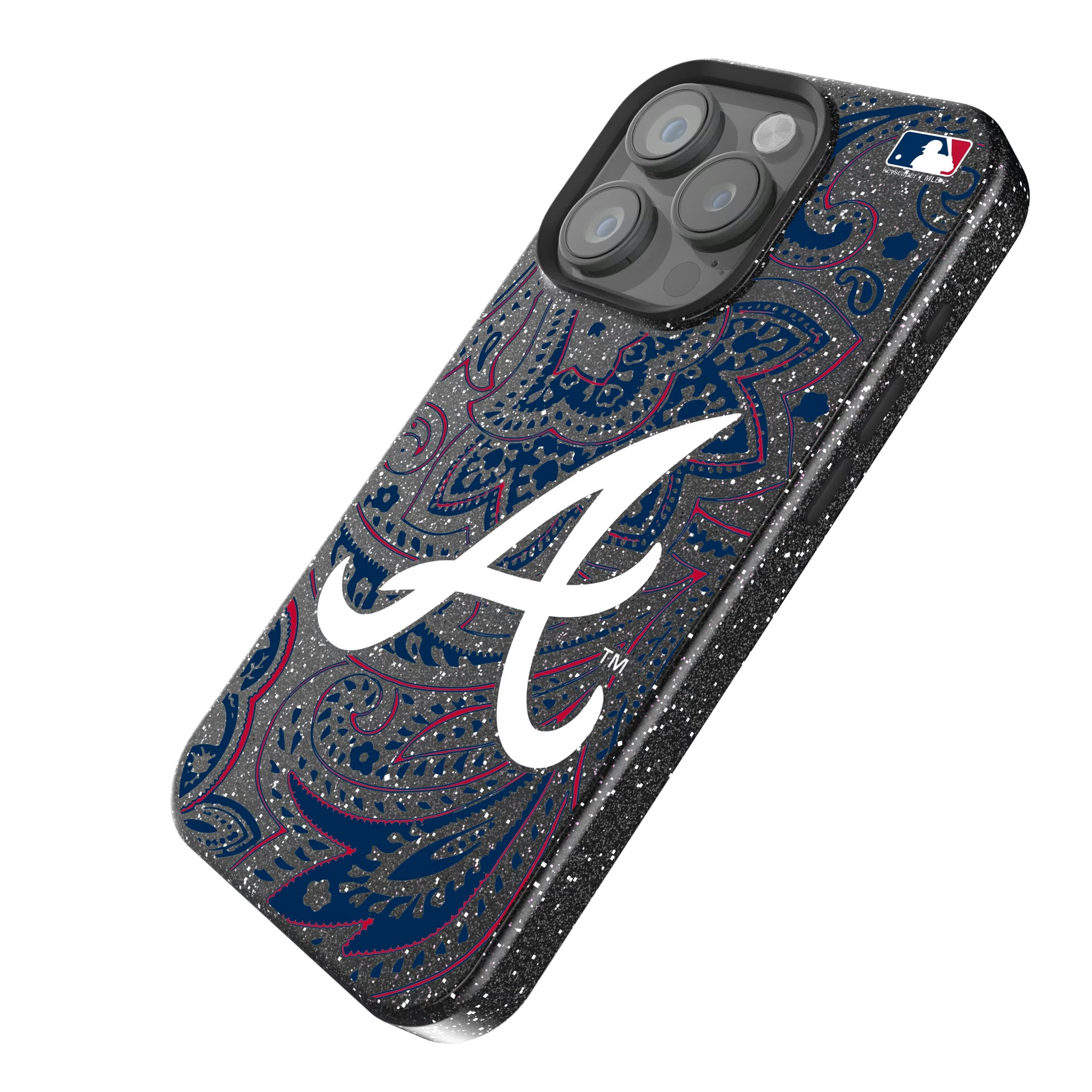 Atlanta Braves Paisley iPhone Bling Phone Case for Apple iPhone - Isometric View
