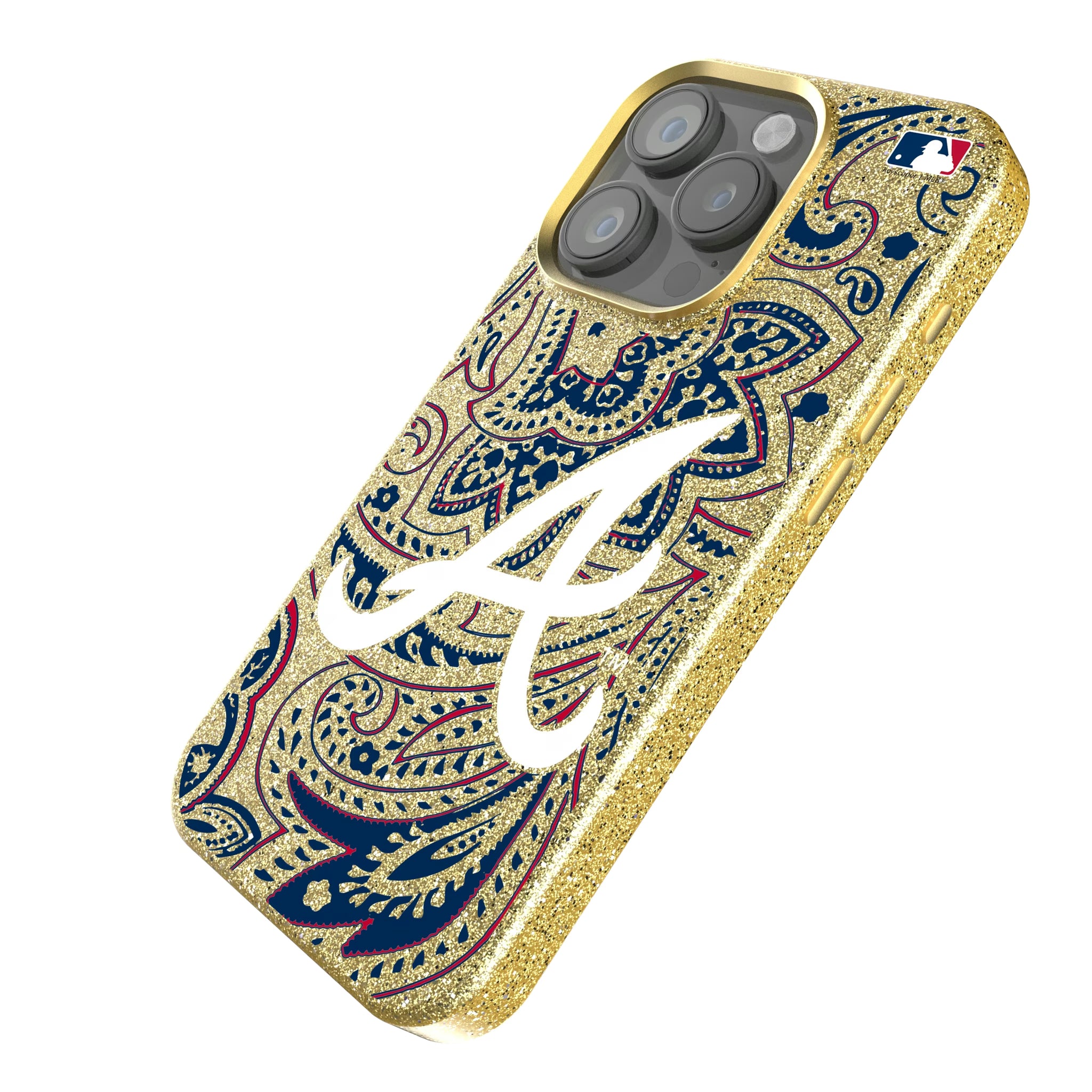 Atlanta Braves Paisley iPhone Bling Phone Case for Apple iPhone - Isometric View