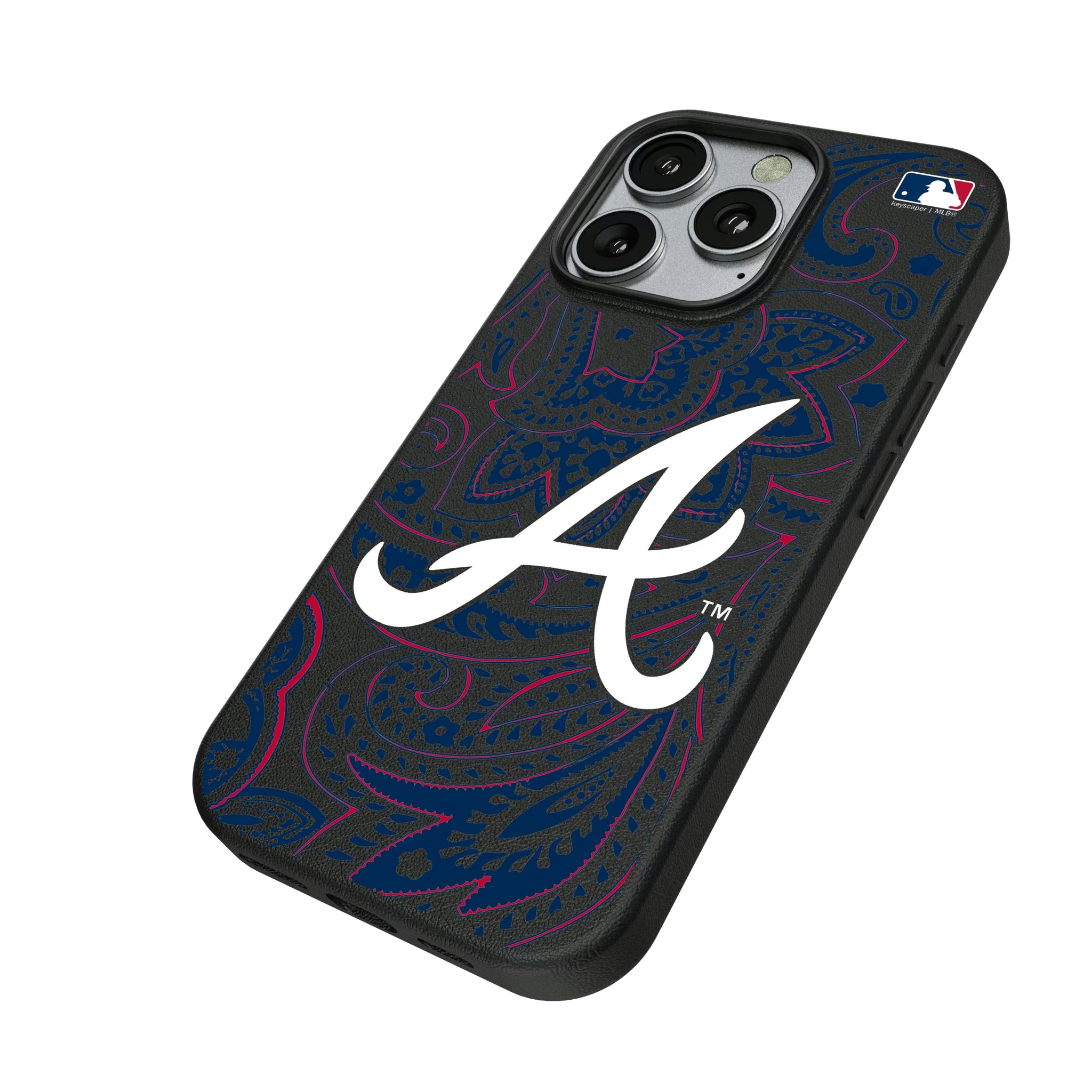 Atlanta Braves Paisley iPhone MagSafe Compatible Phone Case for Apple iPhone - Isometric View