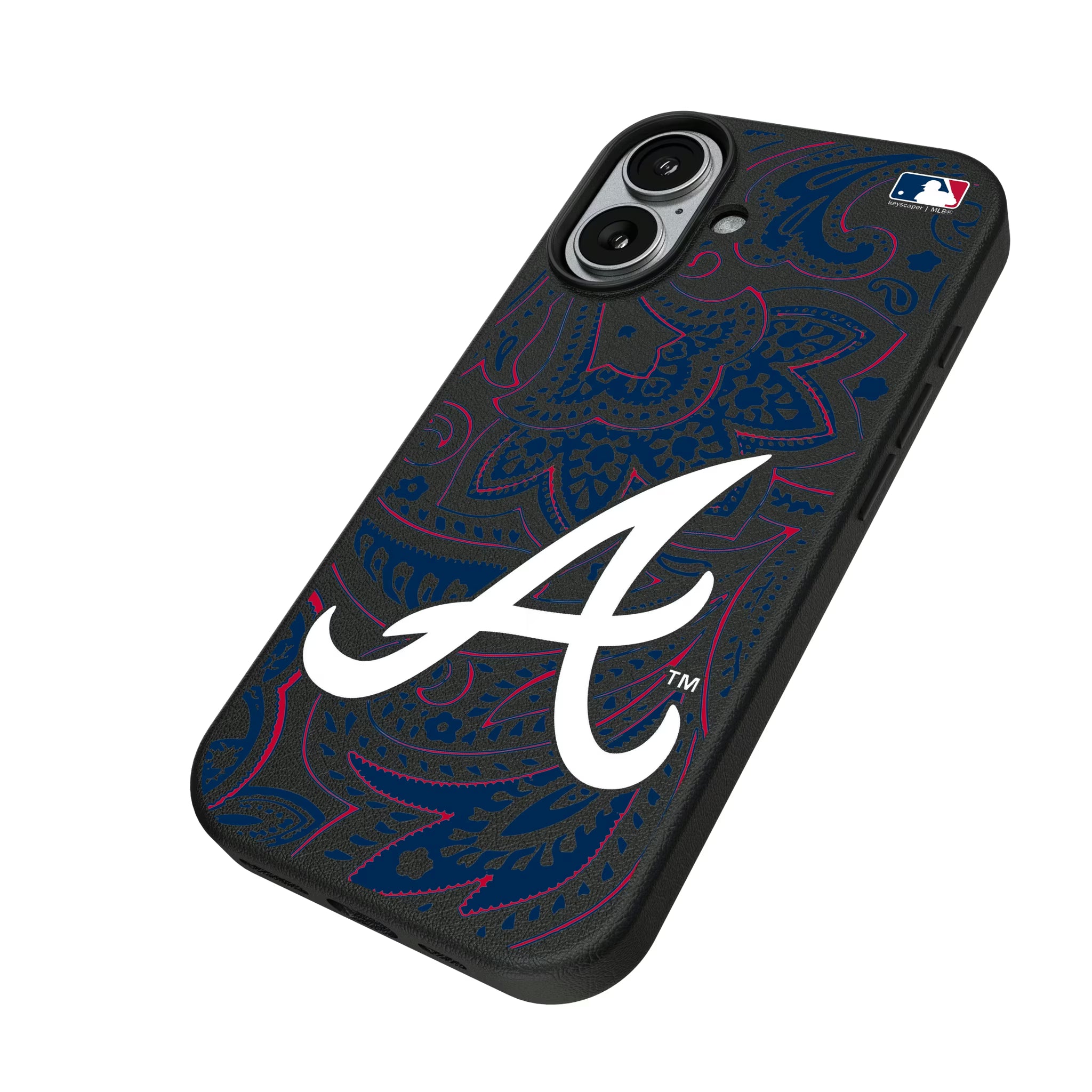 Atlanta Braves Paisley iPhone MagSafe Compatible Phone Case for Apple iPhone - Isometric View#Device_iPhone 17