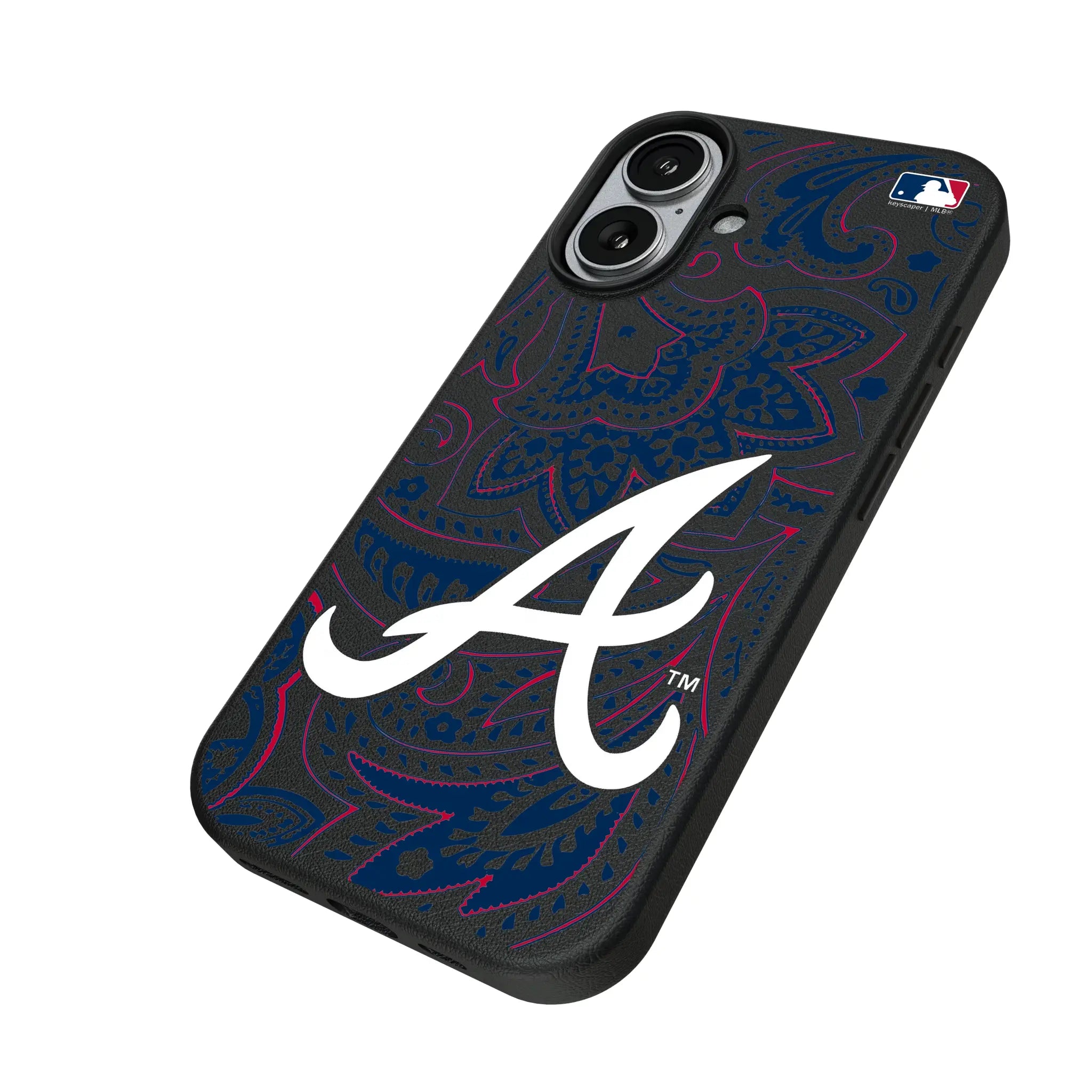 Atlanta Braves Paisley iPhone MagSafe Compatible Phone Case for Apple iPhone - Isometric View#Device_iPhone 17