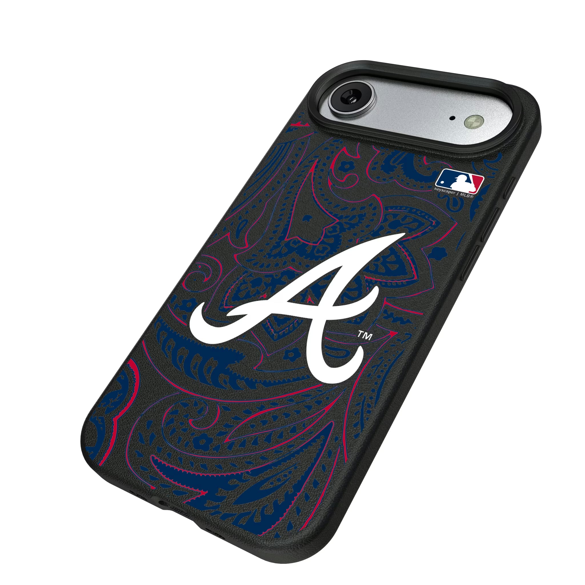 Atlanta Braves Paisley iPhone MagSafe Compatible Phone Case for Apple iPhone - Isometric View#Device_iPhone Air