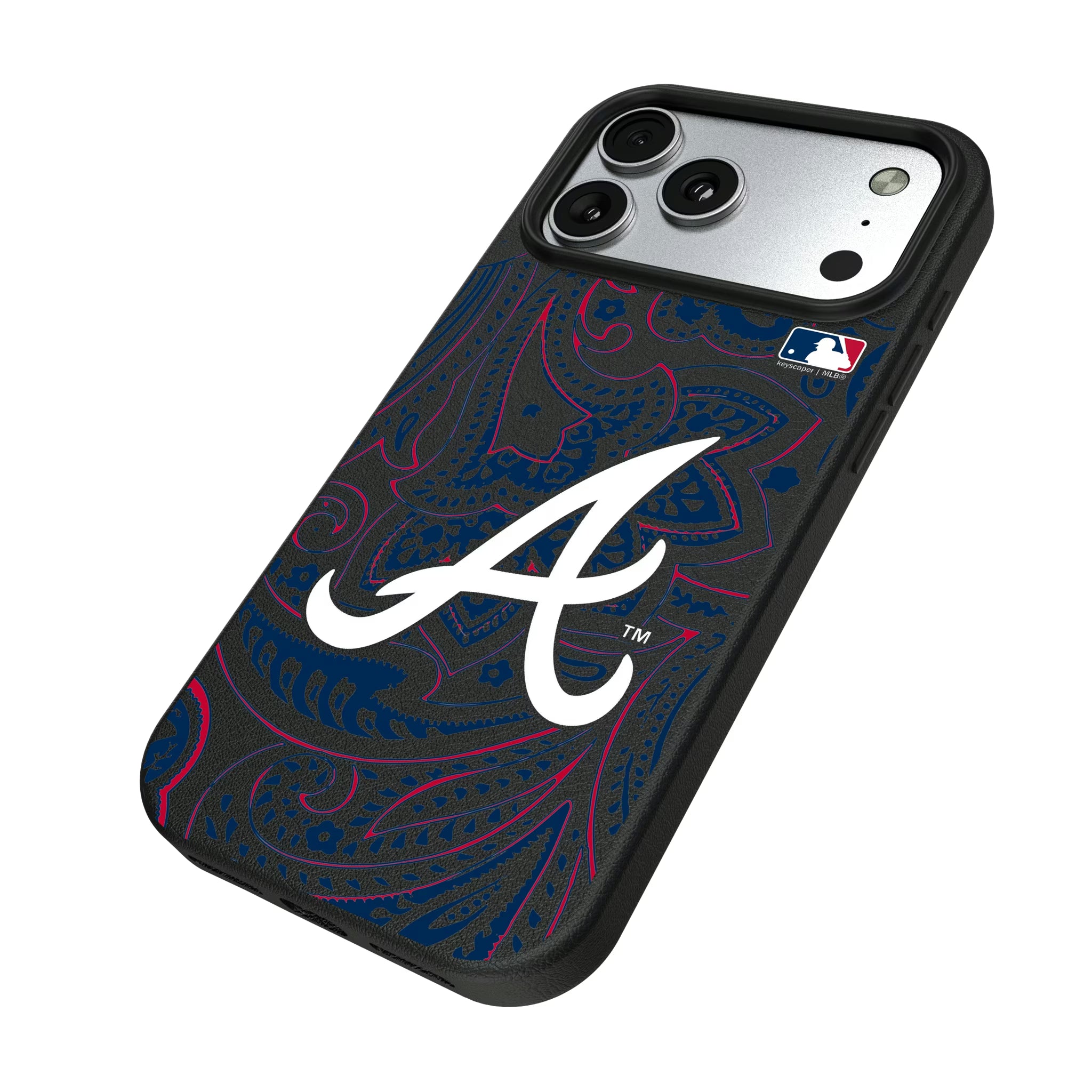 Atlanta Braves Paisley iPhone MagSafe Compatible Phone Case for Apple iPhone - Isometric View#Device_iPhone 17 Pro Max