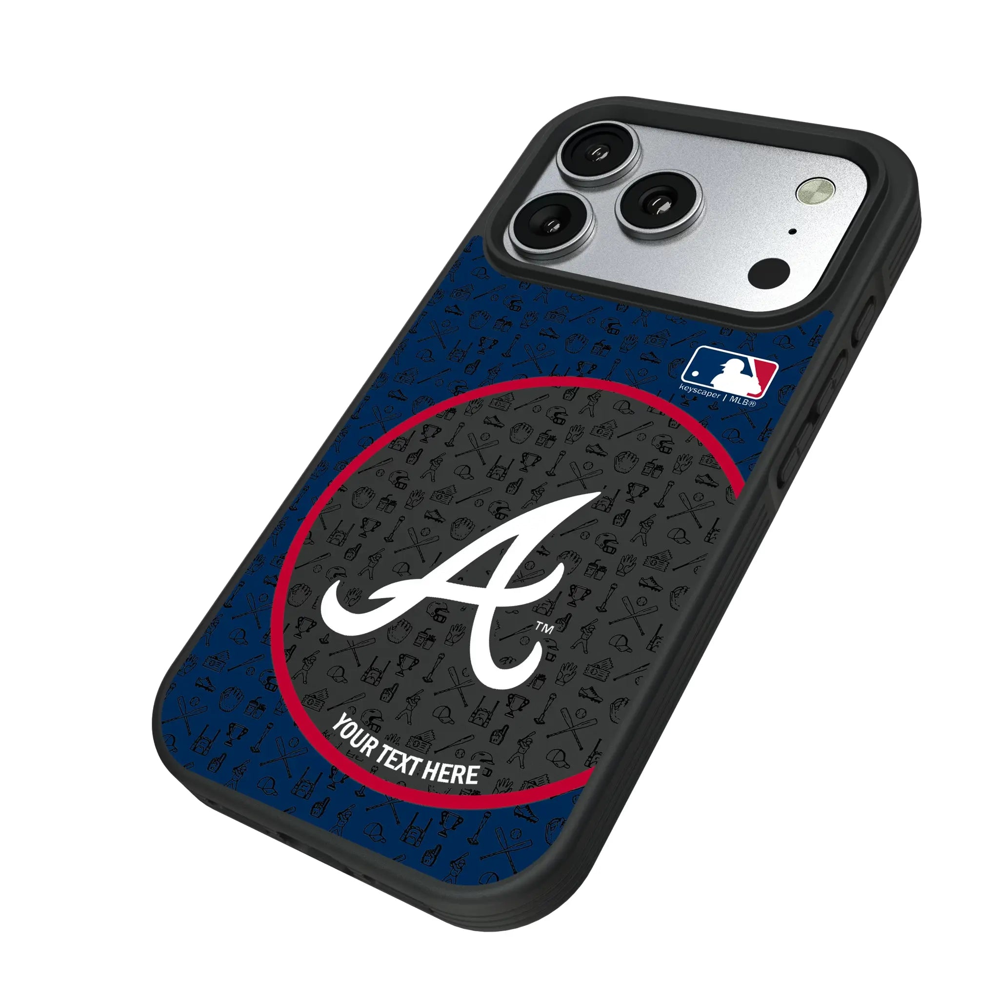 Atlanta Braves Personalized Circle iPhone Bump Phone Case for Apple iPhone - Isometric View#Device_iPhone 17 Pro