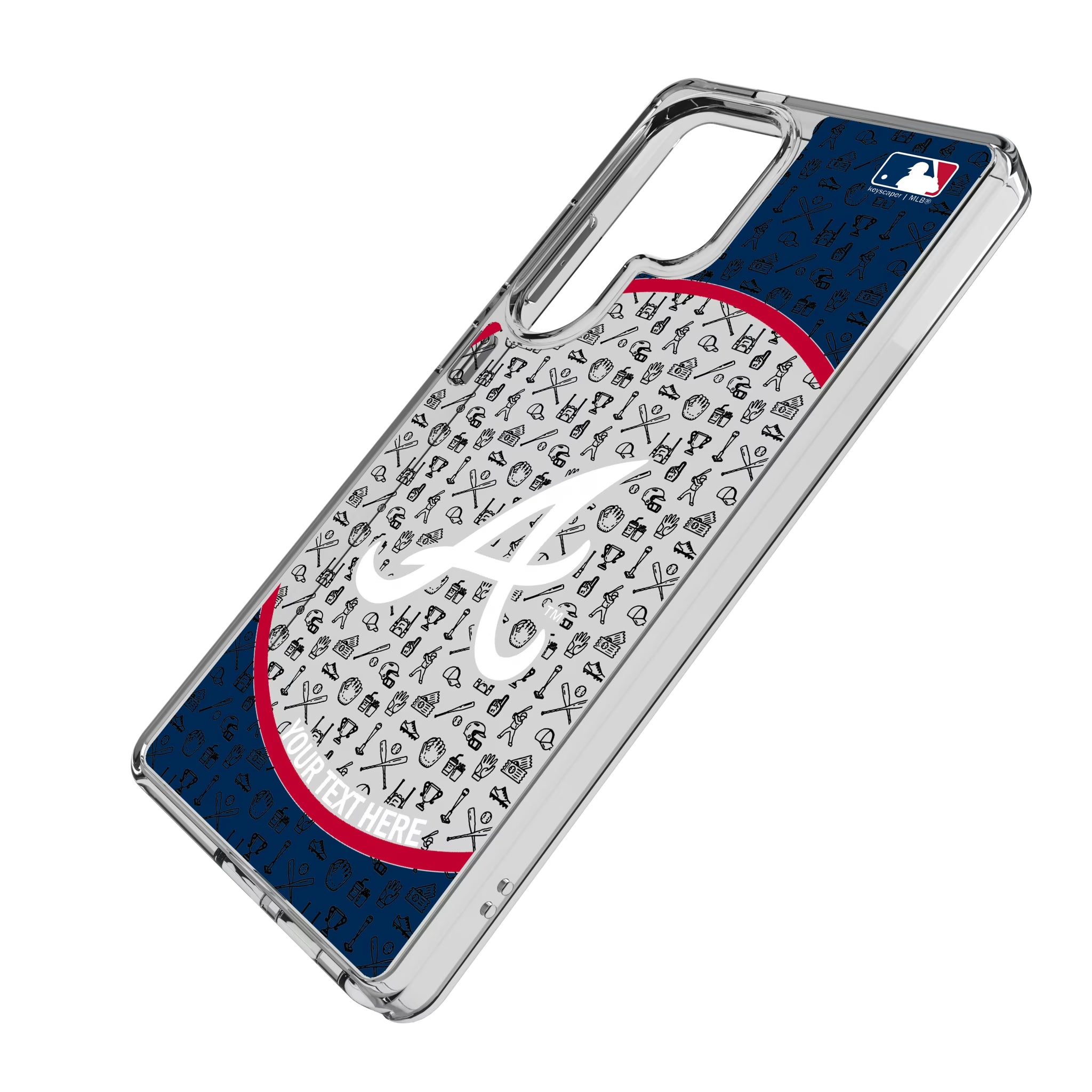Atlanta Braves Personalized Circle Galaxy Clear Phone Case for Samsung Galaxy - Isometric View