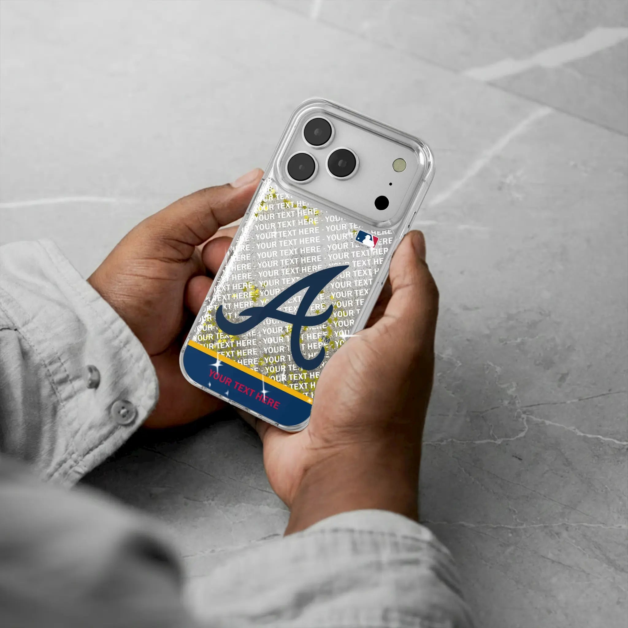 Atlanta Braves Personalized EndZone Plus iPhone Glitter Phone Case for Apple iPhone - Lifestyle#Device_iPhone 17 Pro