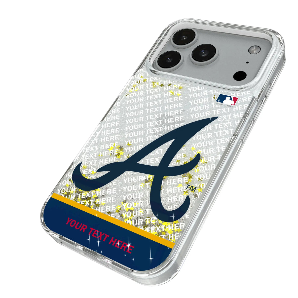 Atlanta Braves Personalized EndZone Plus iPhone Glitter Phone Case for Apple iPhone - Isometric View#Device_iPhone 18 Pro