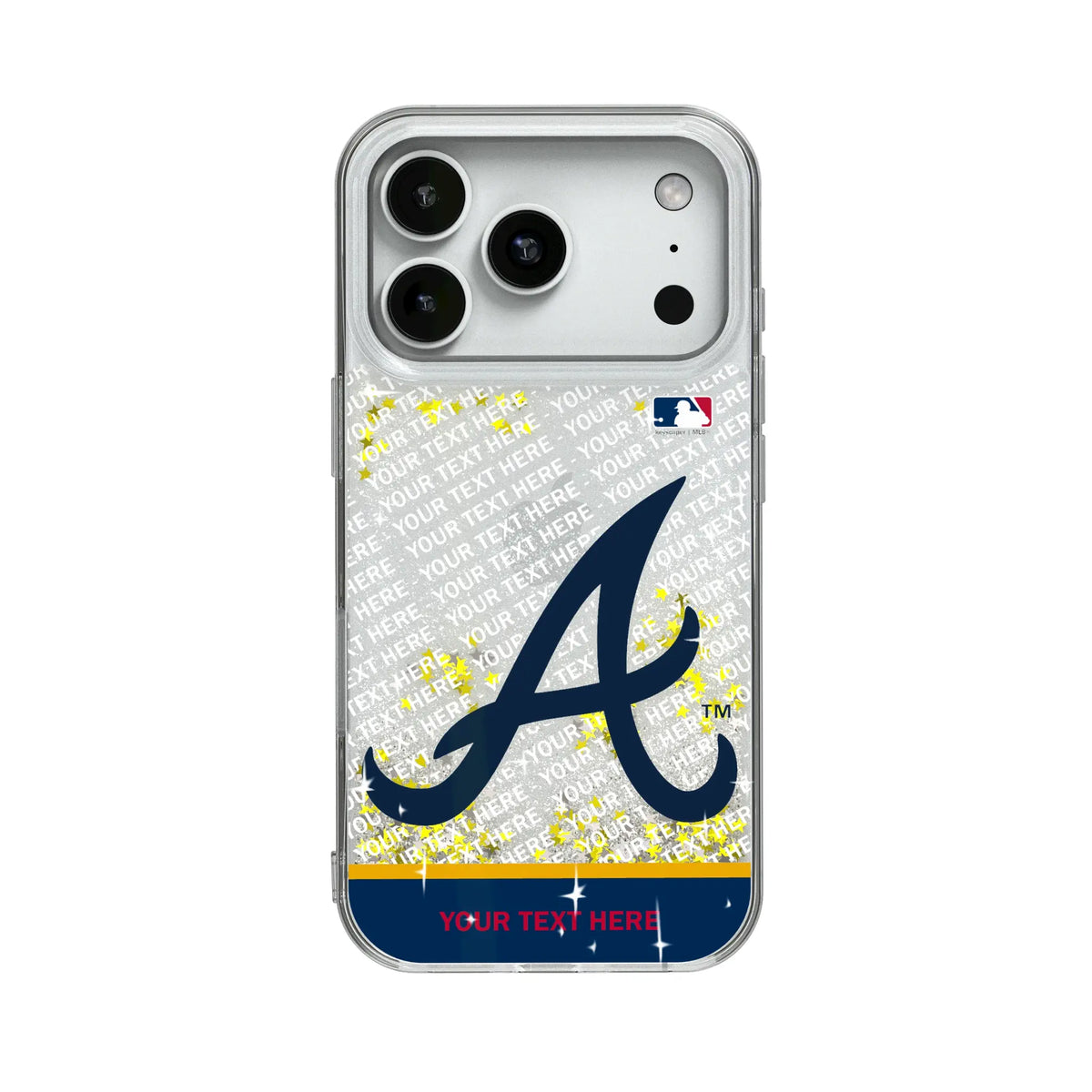 Atlanta Braves Personalized EndZone Plus Glitter Phone Case for Apple iPhone