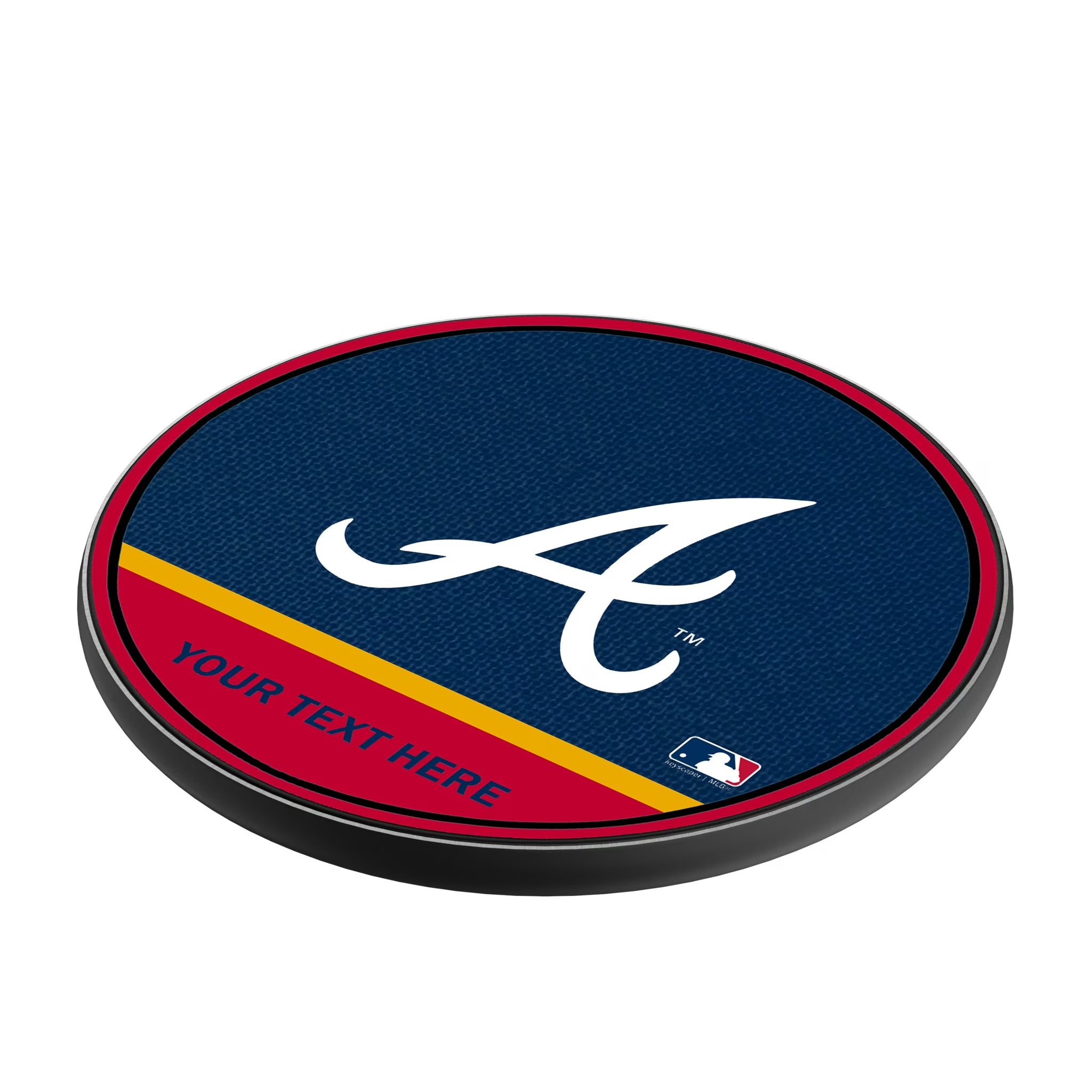 Atlanta Braves Personalized Endzone Solid 15-Watt Wireless Charger - Isometric View
