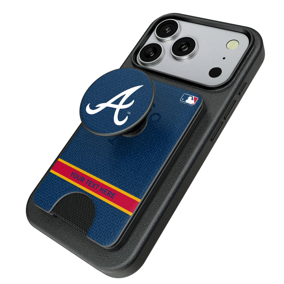 Atlanta Braves Personalized Endzone Solid Popsockets Wallet Magnetic - Isometric View