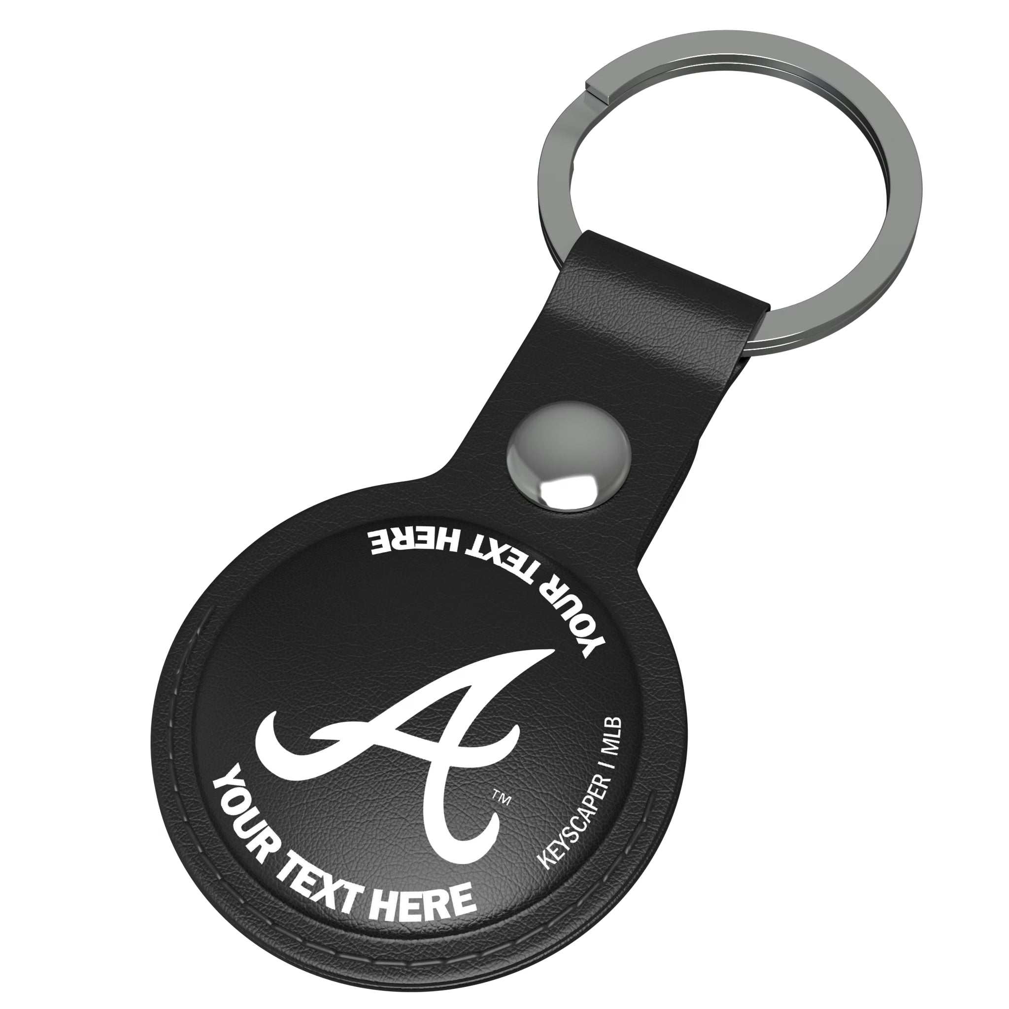 Atlanta Braves Personalized Insignia AirTag Black Airtag Holder - Isometric View