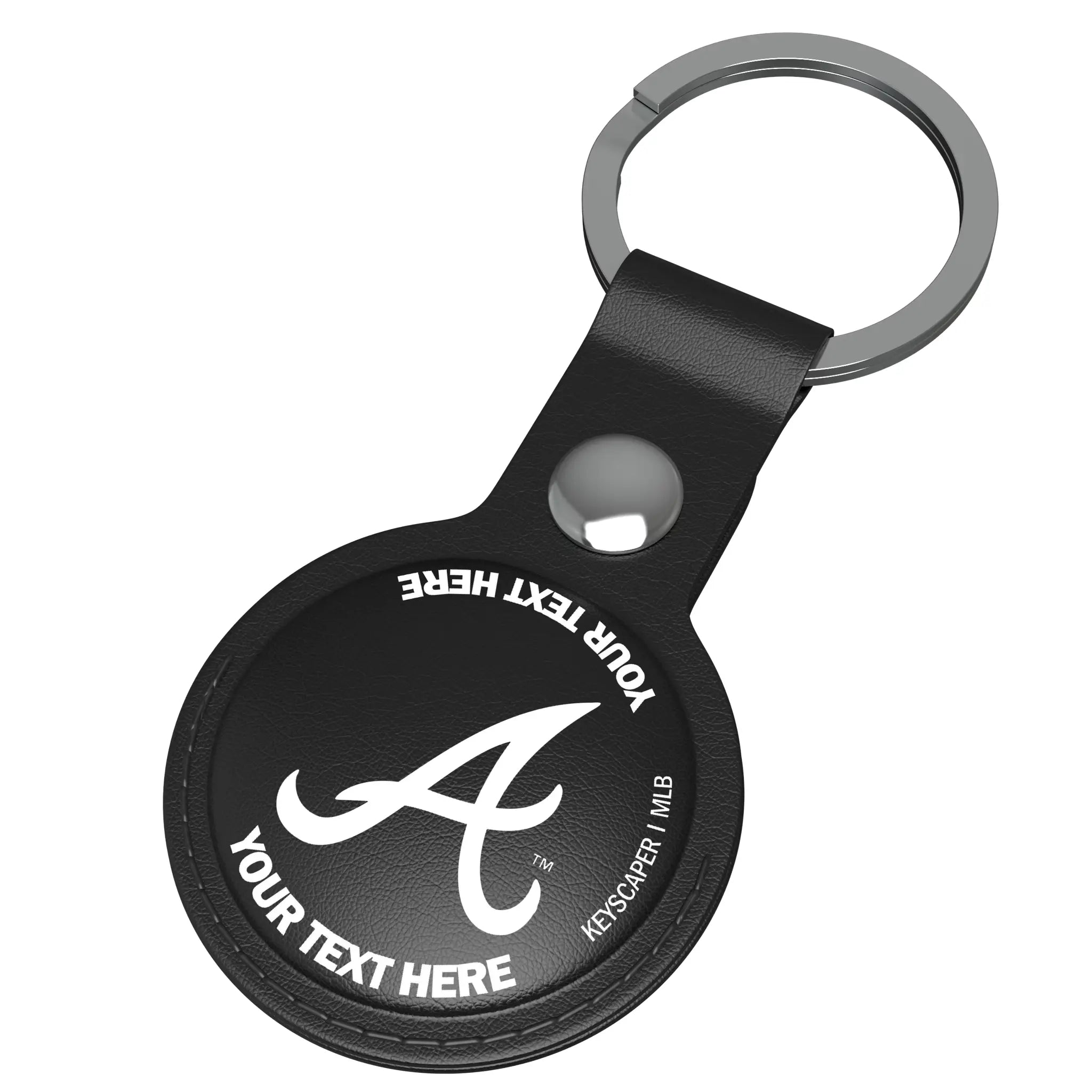 Atlanta Braves Personalized Insignia AirTag Black Airtag Holder - Isometric View