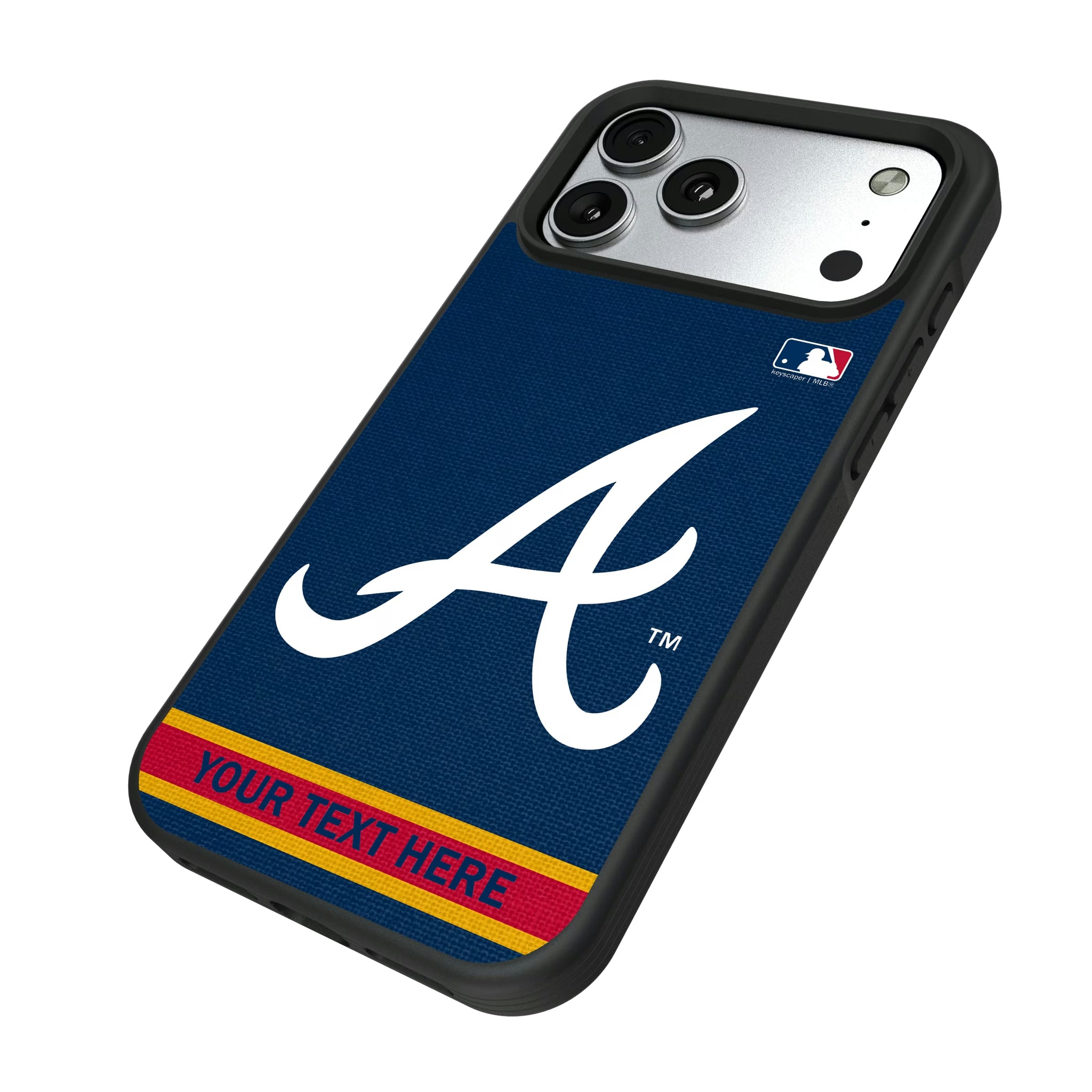 Atlanta Braves Personalized Stripe iPhone Bump Phone Case for Apple iPhone - Isometric View#Device_iPhone 17 Pro Max