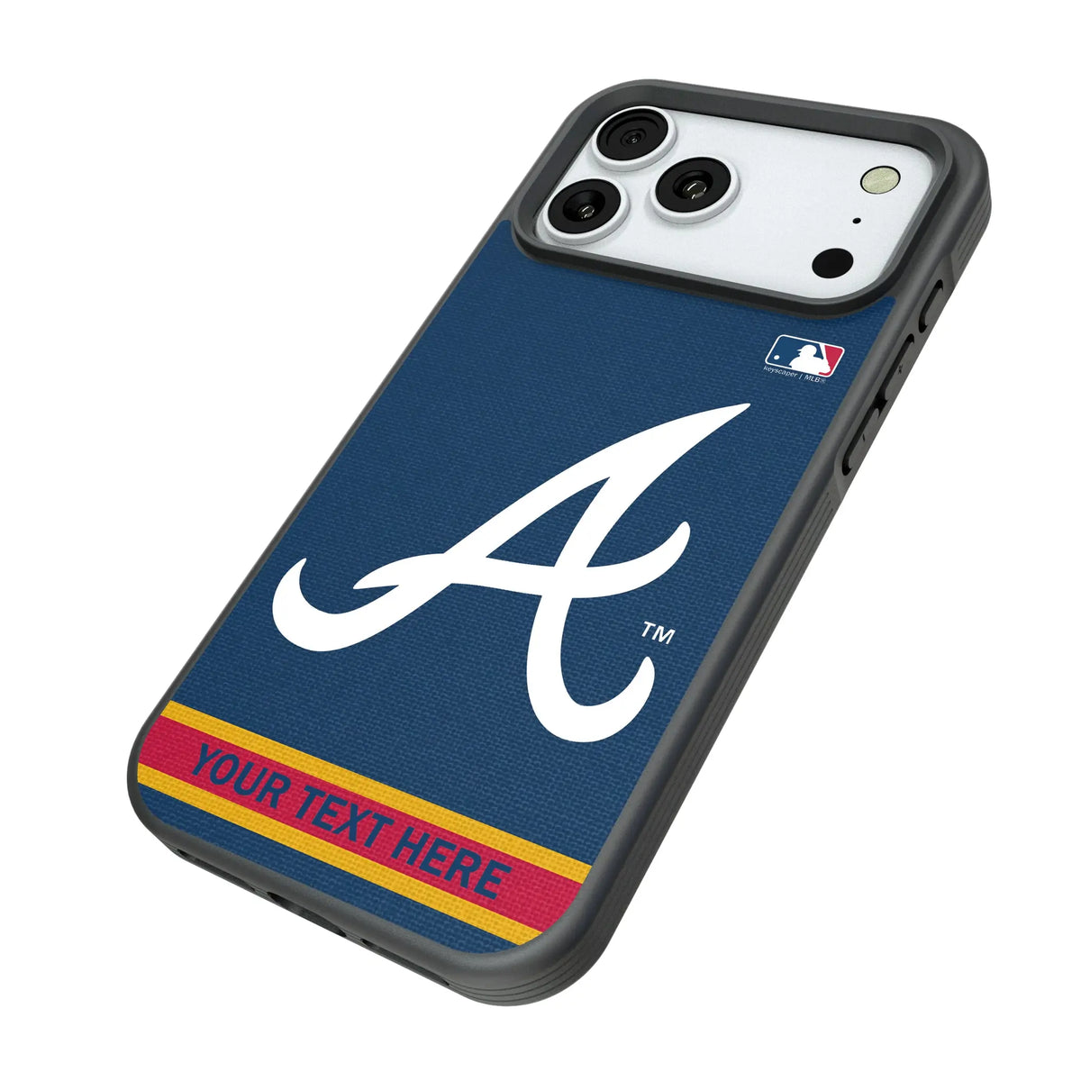 Atlanta Braves Personalized Stripe iPhone Bump Phone Case for Apple iPhone - Isometric View#Device_iPhone 18 Pro Max