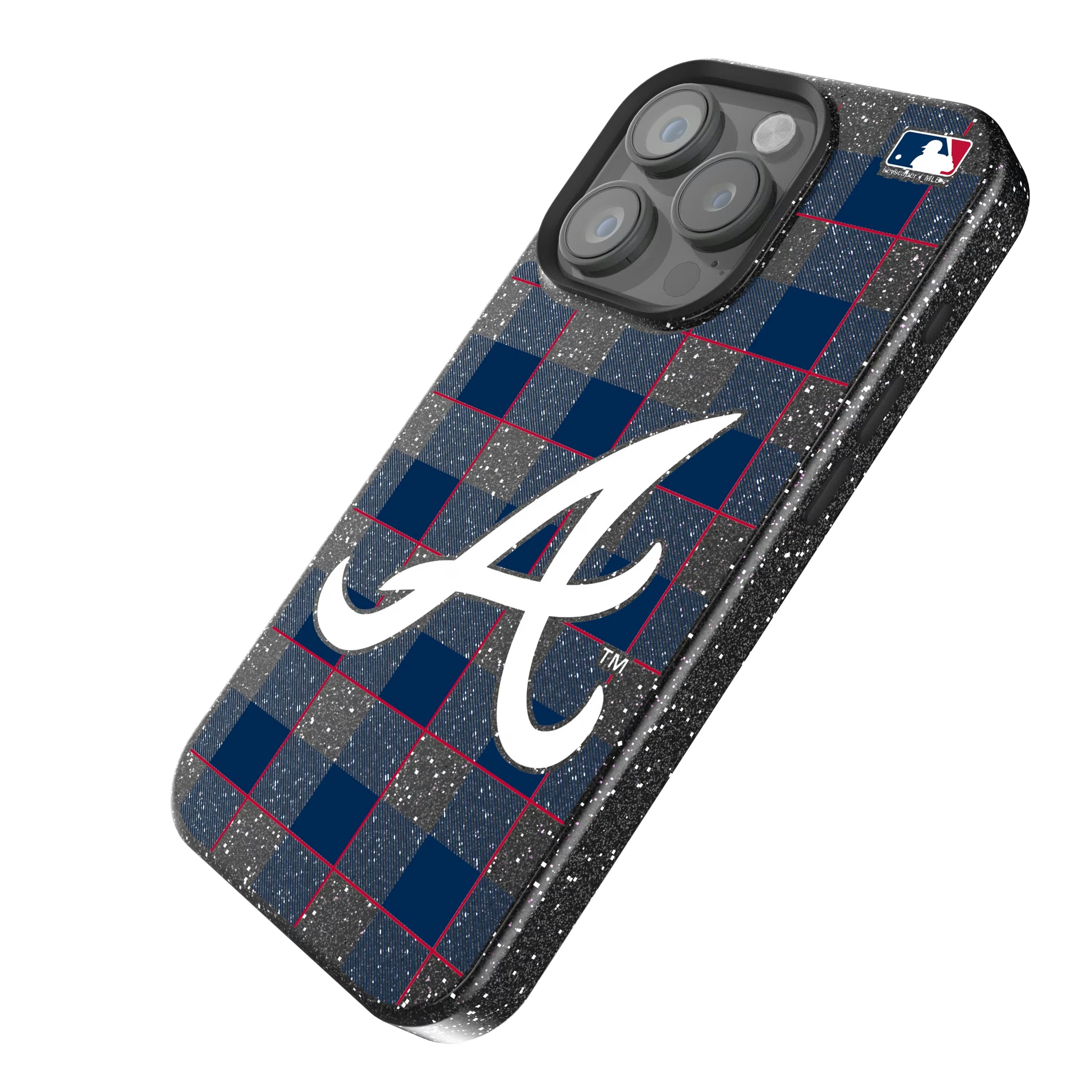 Atlanta Braves Plaid iPhone Bling Phone Case for Apple iPhone - Isometric View