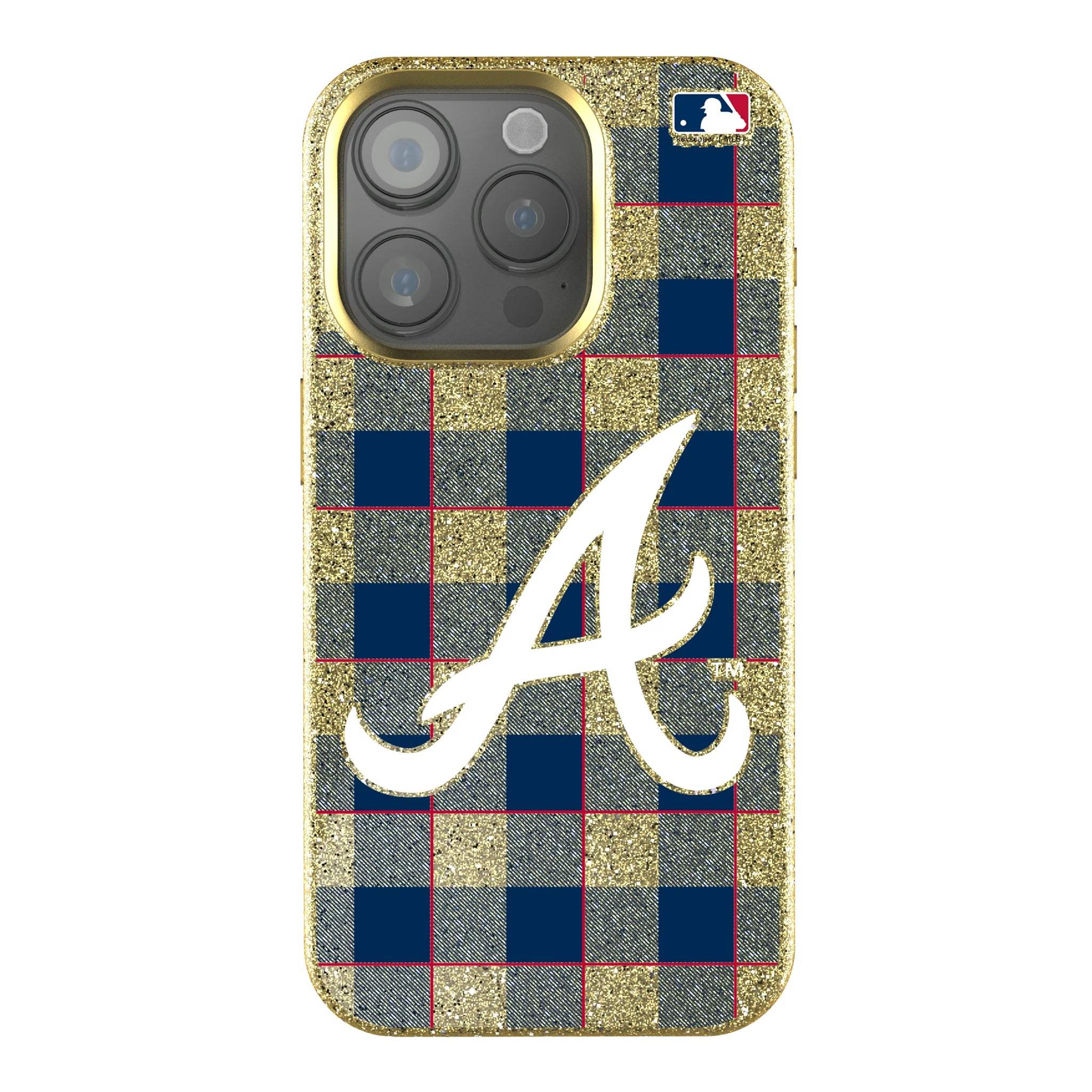 Atlanta Braves Plaid iPhone Bling Phone Case for Apple iPhone