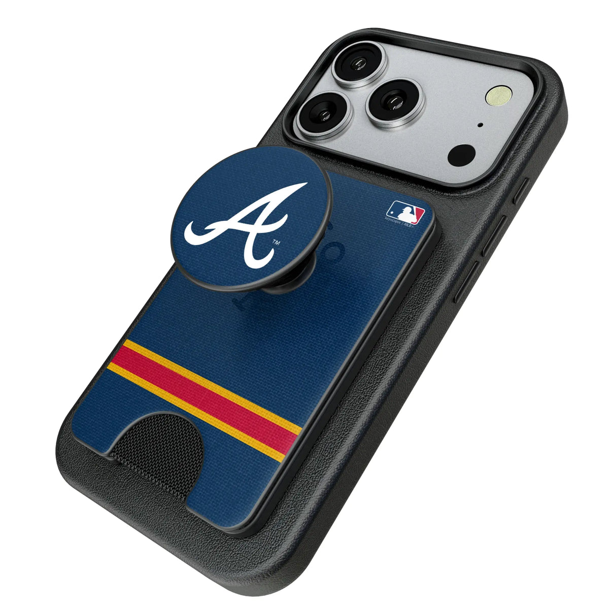 Atlanta Braves Stripe Popsockets Wallet Magnetic - Isometric View