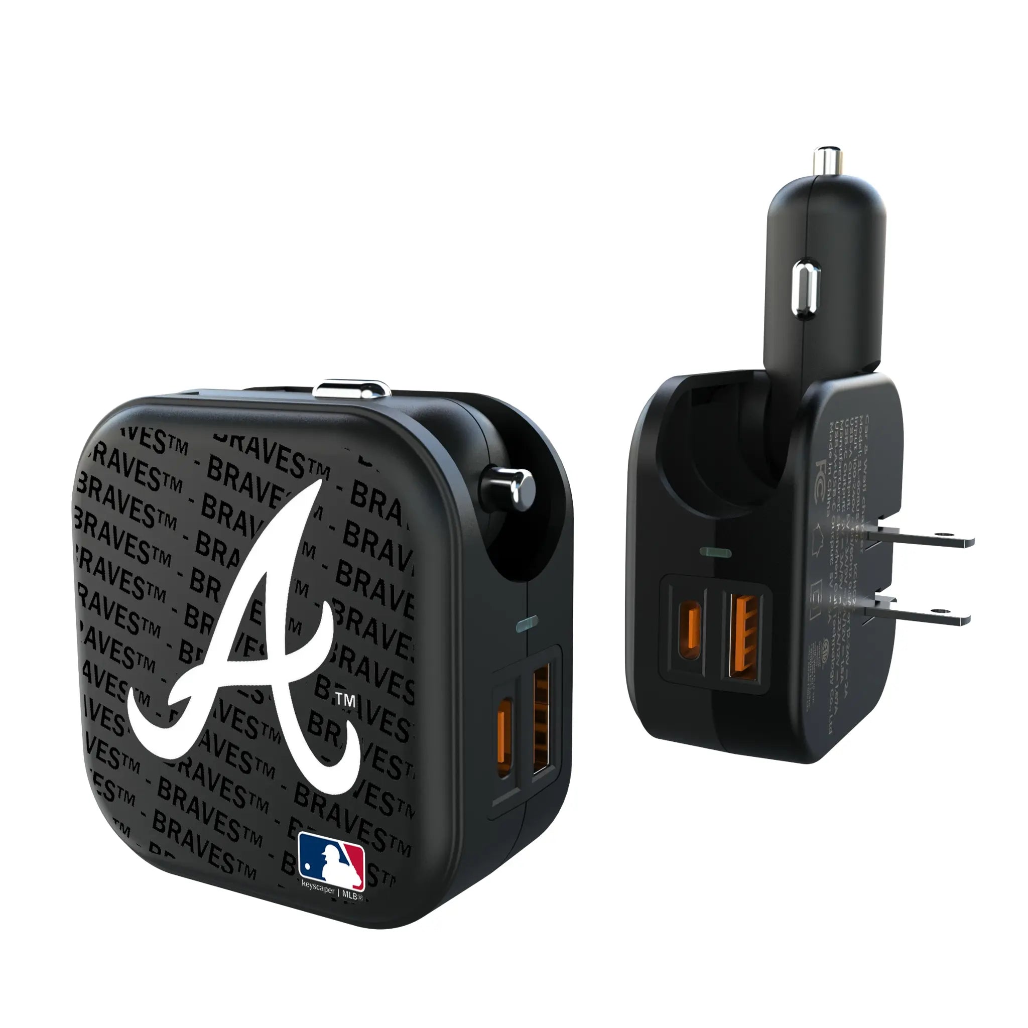 Atlanta Braves Text Backdrop 2 in 1 USB A/C Charger
