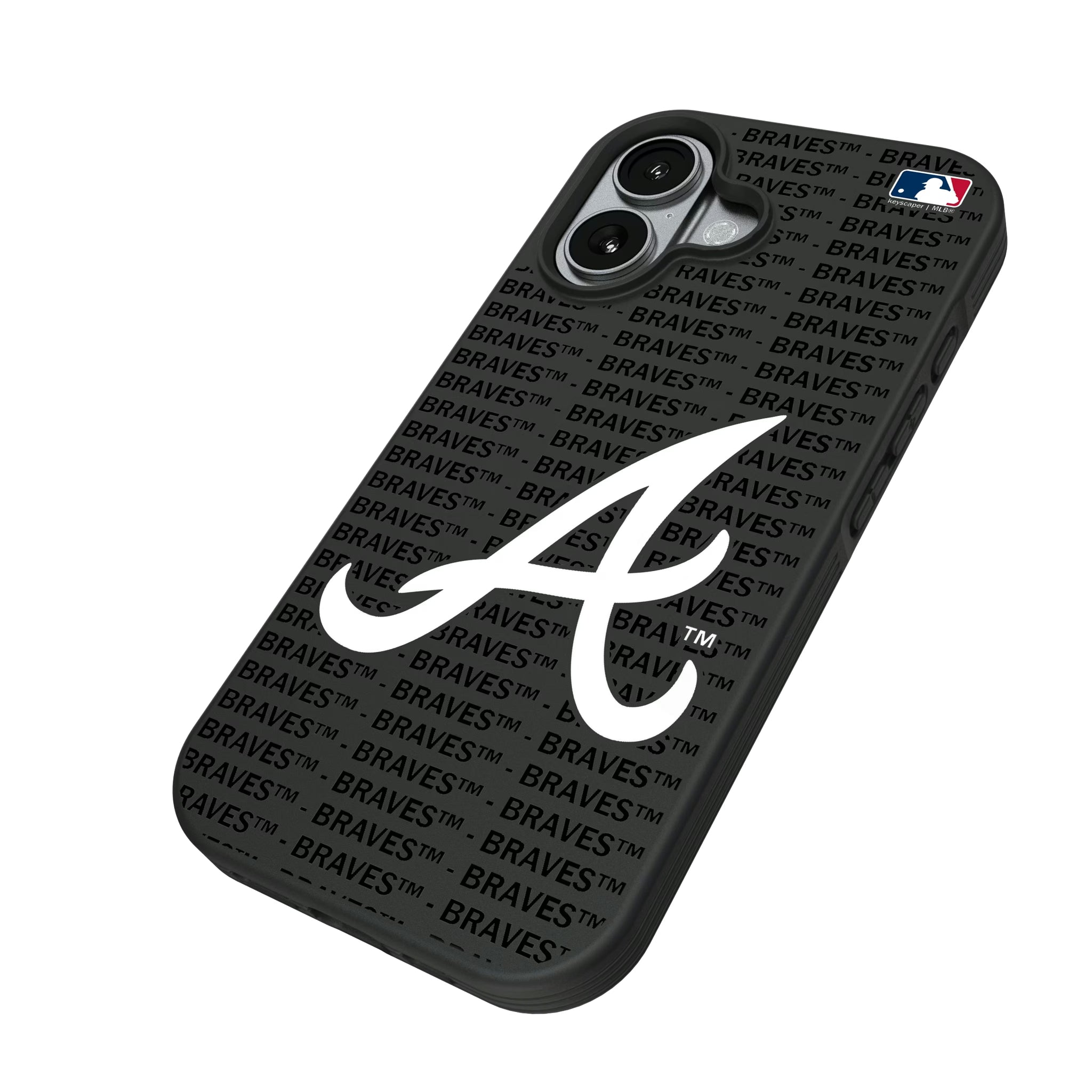 Atlanta Braves Text Backdrop iPhone Bump Phone Case for Apple iPhone - Isometric View#Device_iPhone 17