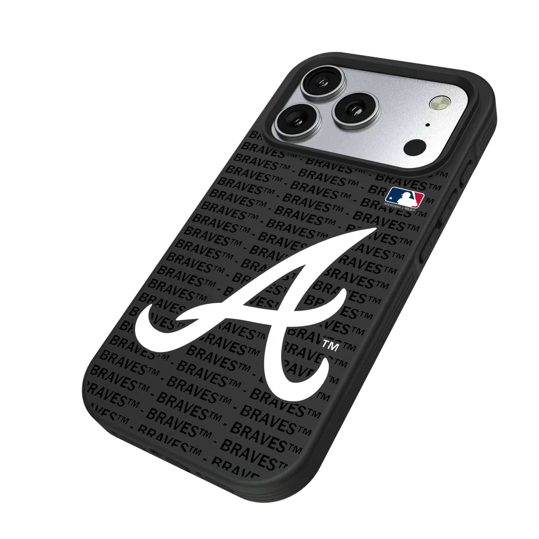 Atlanta Braves Text Backdrop iPhone Bump Phone Case for Apple iPhone - Isometric View#Device_iPhone 17 Pro