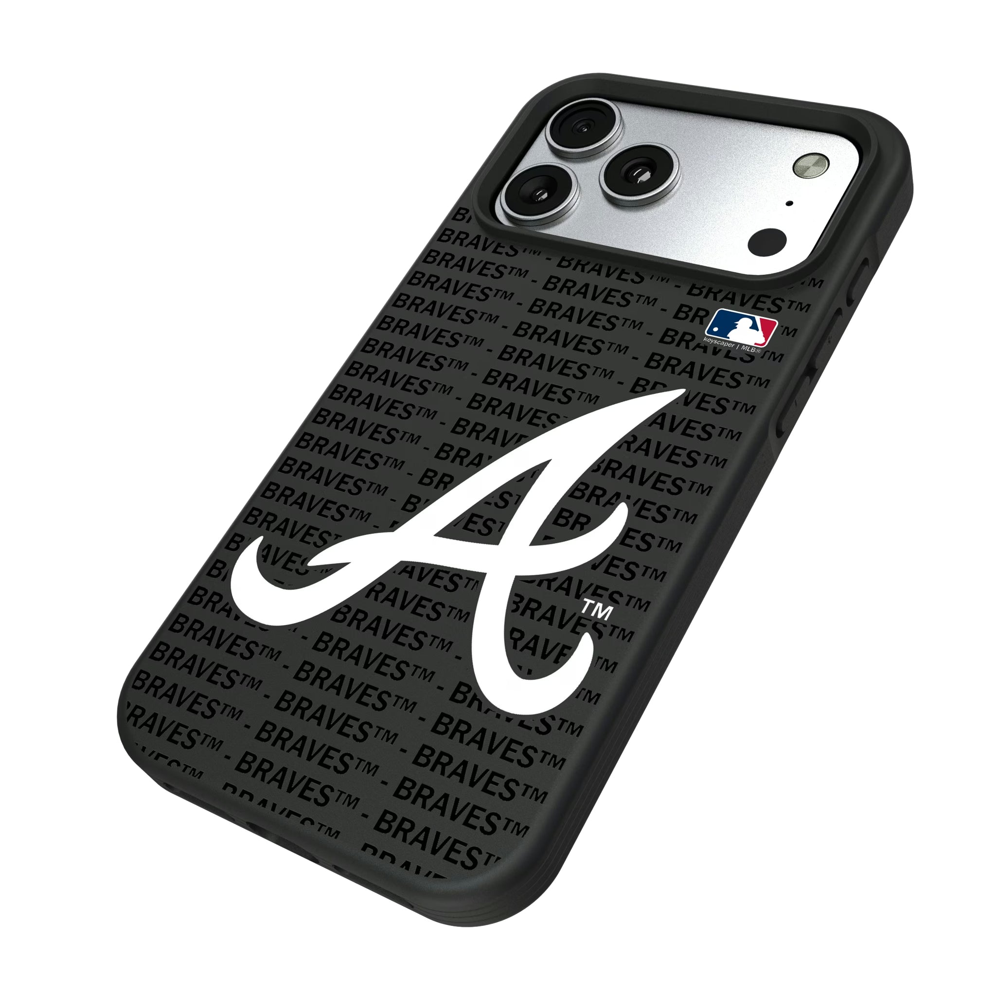 Atlanta Braves Text Backdrop iPhone Bump Phone Case for Apple iPhone - Isometric View#Device_iPhone 17 Pro Max